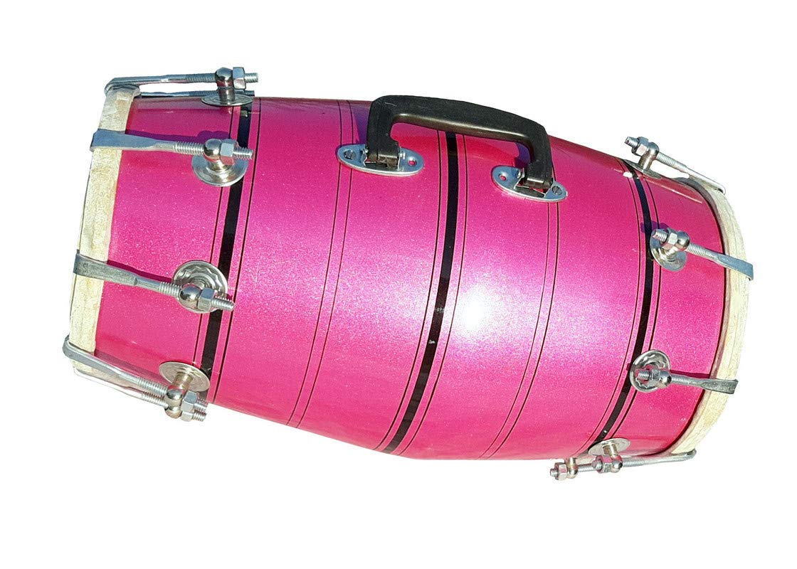 Gt Manufacturers Wooden Musical Dholak Instrument Drum Nuts & Bolt 02 (Pink)