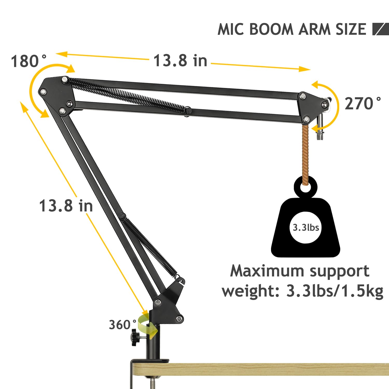 AT2020 Mic Stand with Shock Mount and Pop Filter, Suspension Scissor Boom Arm with Upgraded Heavy Duty Clamp for Audio Technica