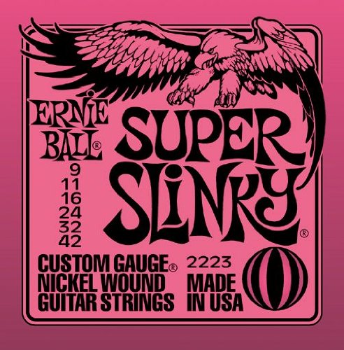 Ernie Ball 2223 Super Slinky String Set (9-42) Electric Guitar Strings - 3 Pack with Picks