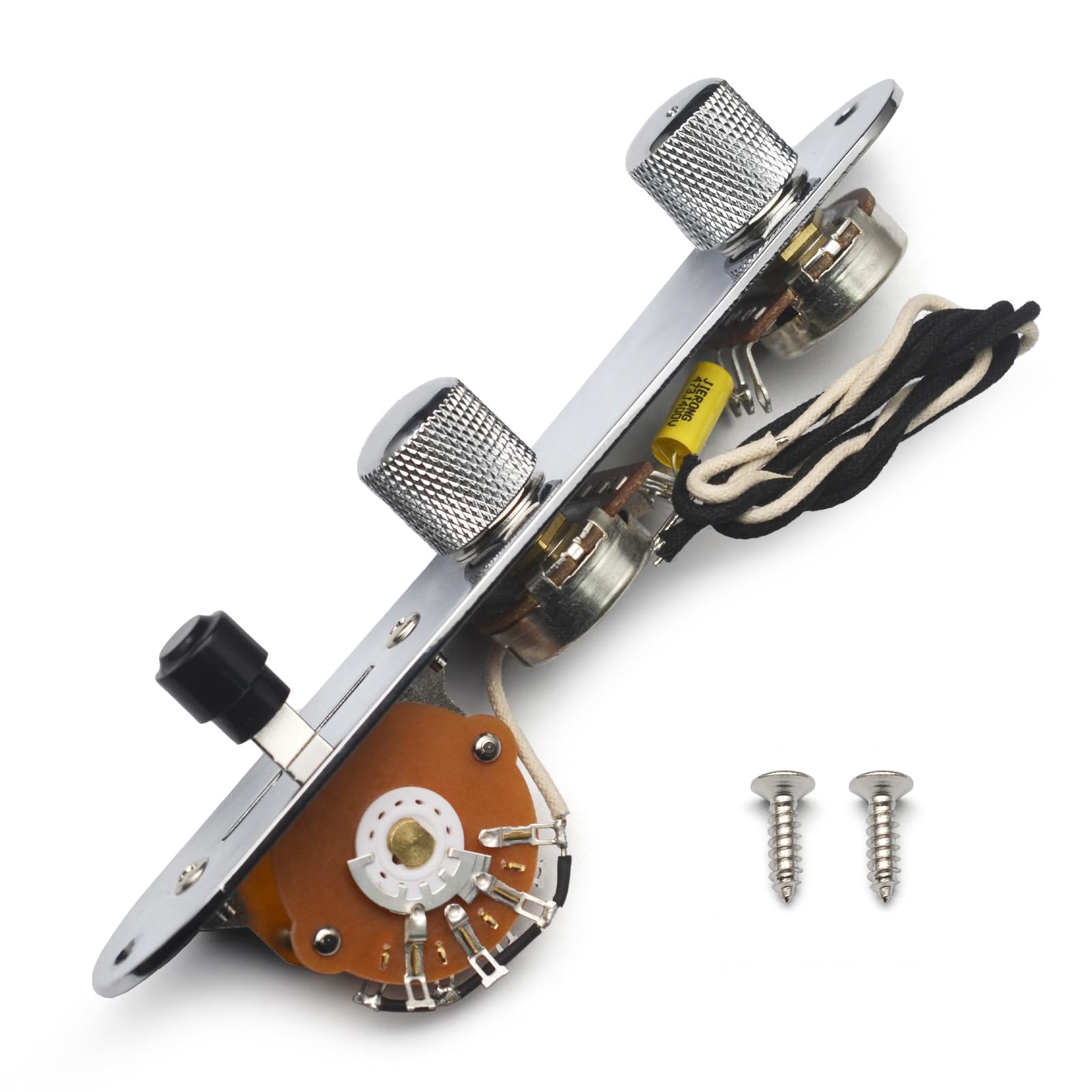 SAPHUE Electric Guitar Loaded Control Plate Pre-Wired 3-Way Control Plate with Wiring Harness Tone Volume Control for Tele/Telec