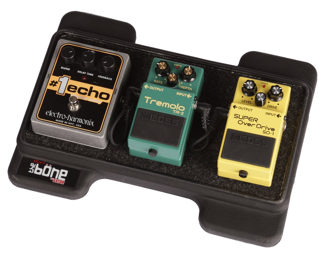 Gator G-MINI BONE Cases Rotationally Molded Polyethylene Guitar Pedal Board with Cinch Style Carry Bag; USA Made, 12.5 x 6 x 2, 