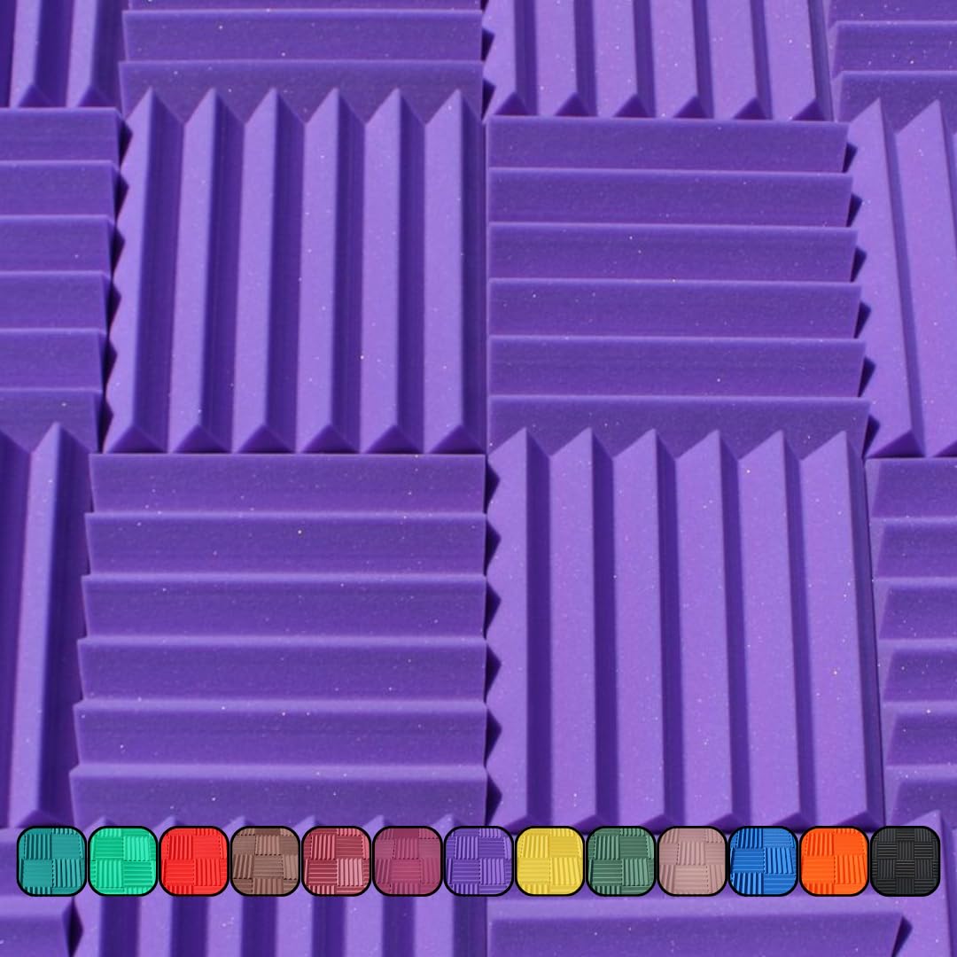 Soundproofing Acoustic Studio Foam - Purple Color - Wedge Style Panels 12   X12   X2    Tiles - 4 Pack