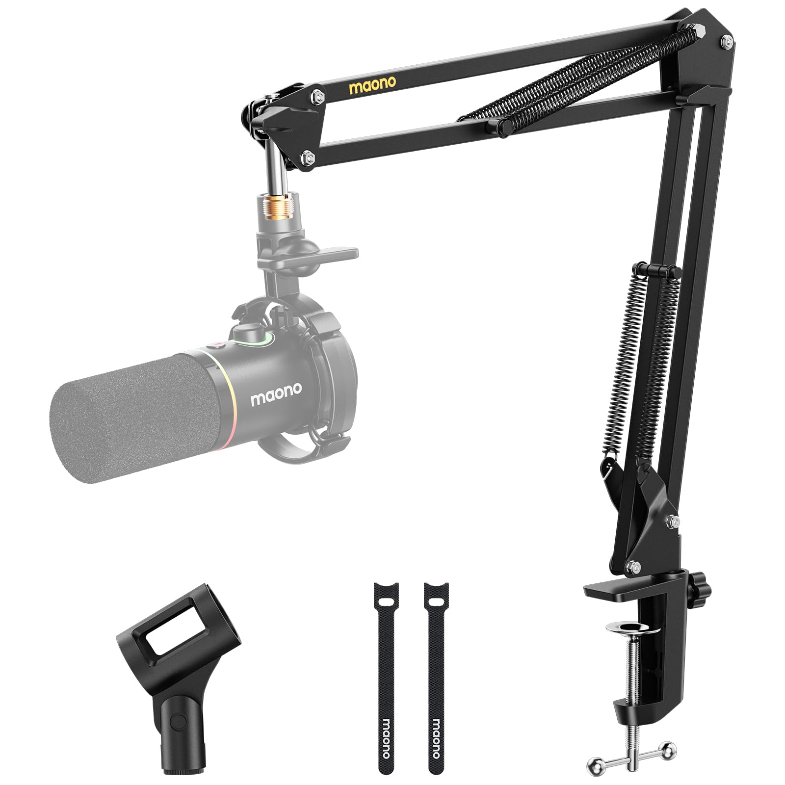 Maono Boom Arm Microphone Stand: Adjustable Metal Suspension Mic Boom Arm For Podcast Gaming Streaming Recording,With Desk Clamp
