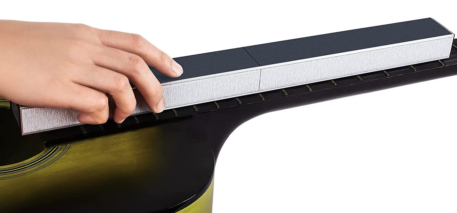 Hinfudor Fret Leveling Beam, 16 Inch (400Mm) Bass Guitar Fret Leveler Sanding File Level Bar, Pro Luthier Repair Tool With 400 6