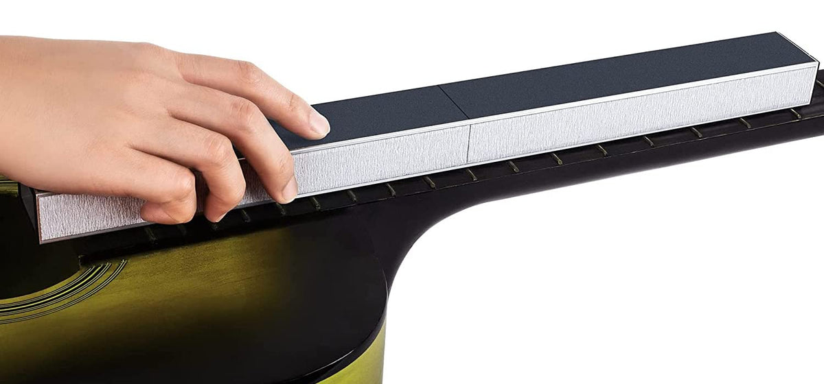 Hinfudor Fret Leveling Beam, 16 Inch (400Mm) Bass Guitar Fret Leveler Sanding File Level Bar, Pro Luthier Repair Tool With 400 6