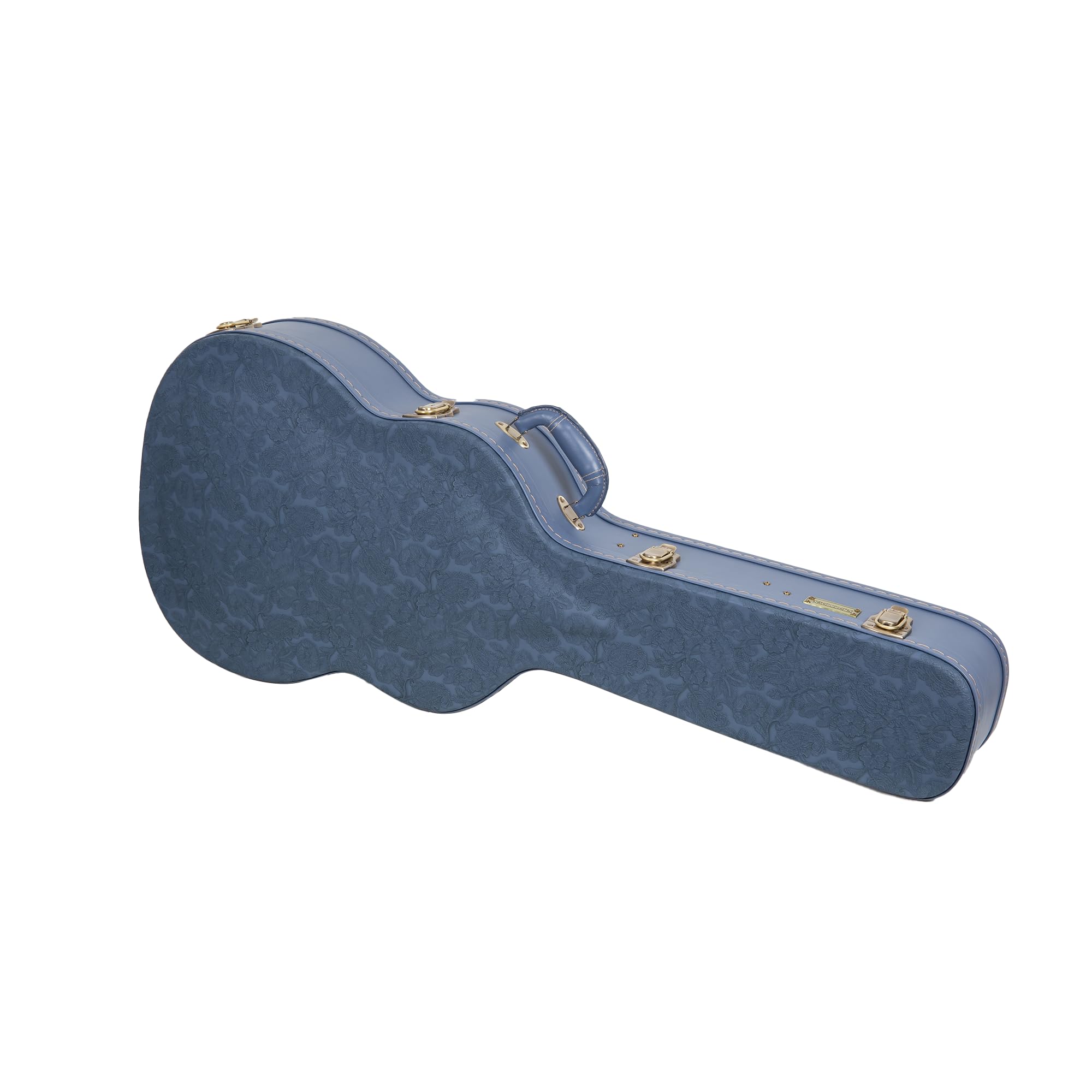 Crossrock Relief Series Classical Guitar Case for 4/4 Nylon-String | Carved Smoke Blue Finish, Monochrome Blue Velvet Interior,