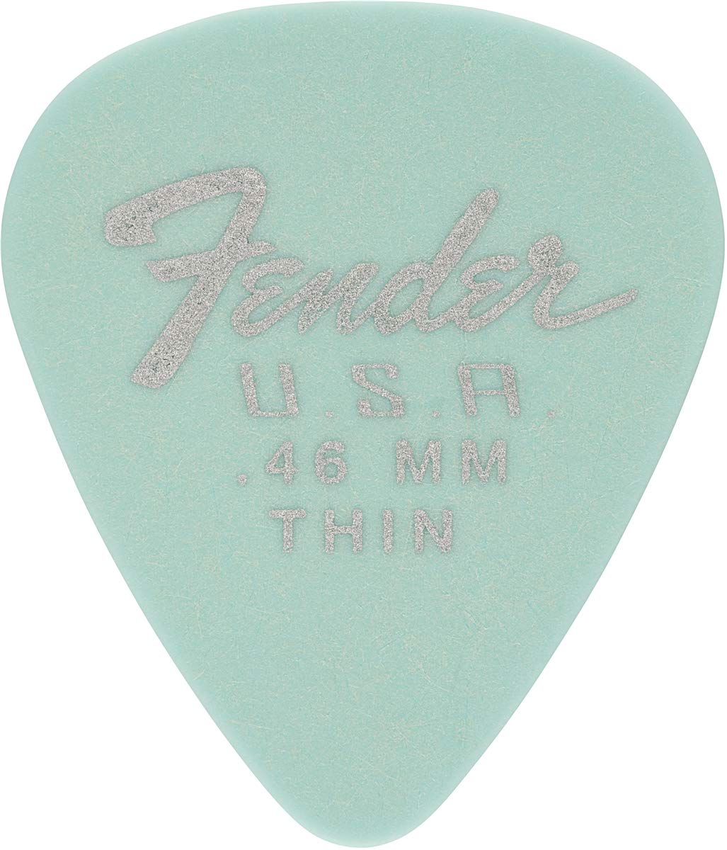 Fender Dura-Tone Delrin Guitar Picks 351 Shape, Guitar Accessories, Daphne Blue, 0.46mm, 12-Pack