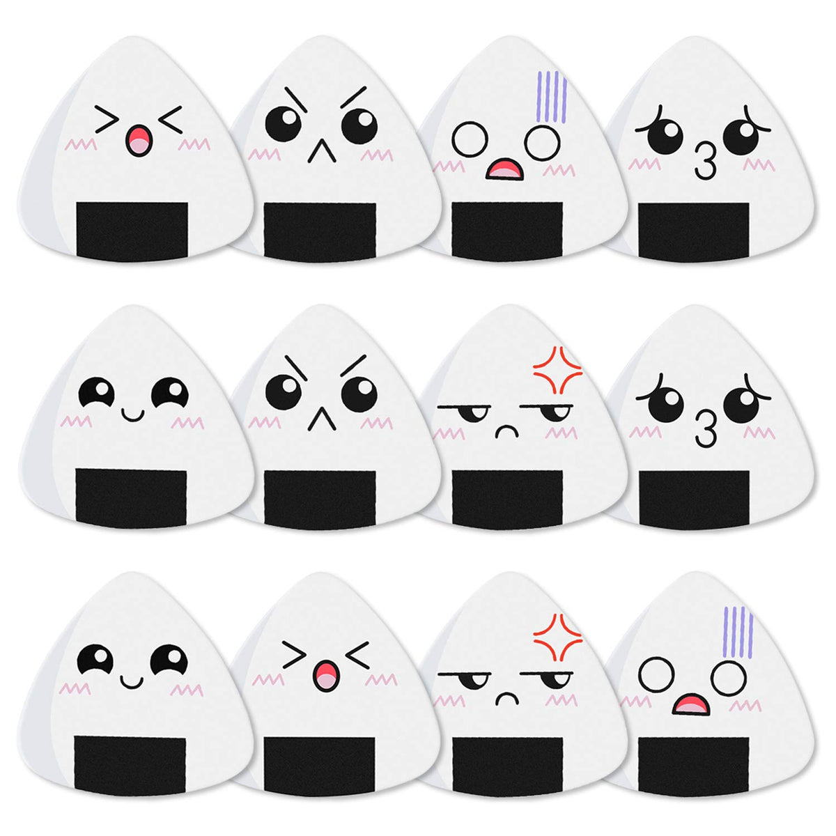 Dulphee Guitar Picks, Ukulele Picks White Sushi Rice Balls Pattern Guitar Picks Classical Triangle 0.96Mm Heavy Guitar Plectrums