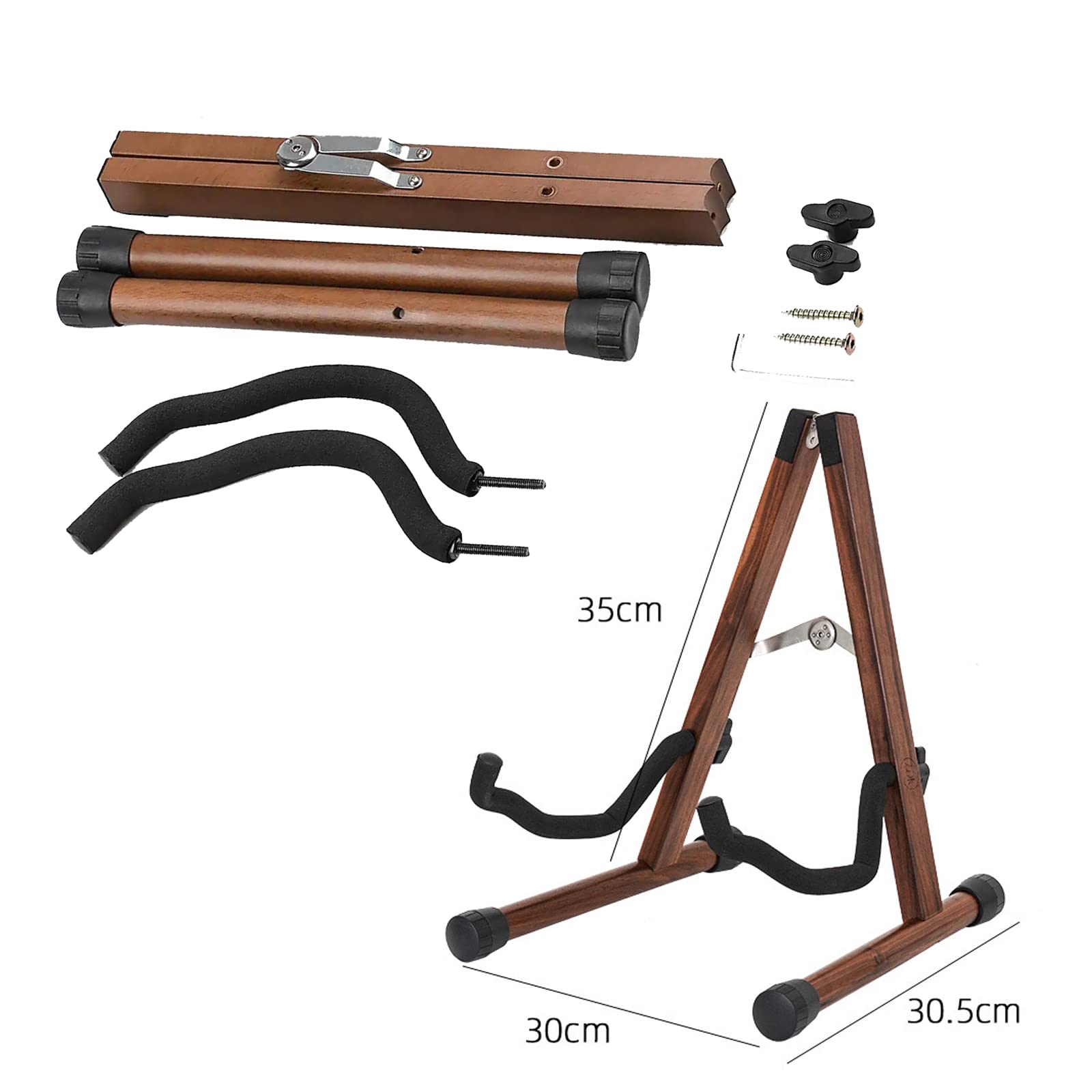 Koldot Wooden Guitar Stand Old Walnut Guitar Stand for Acoustic Electric Bass Classical Guitar Banjo Ukulele Portable Folding A-