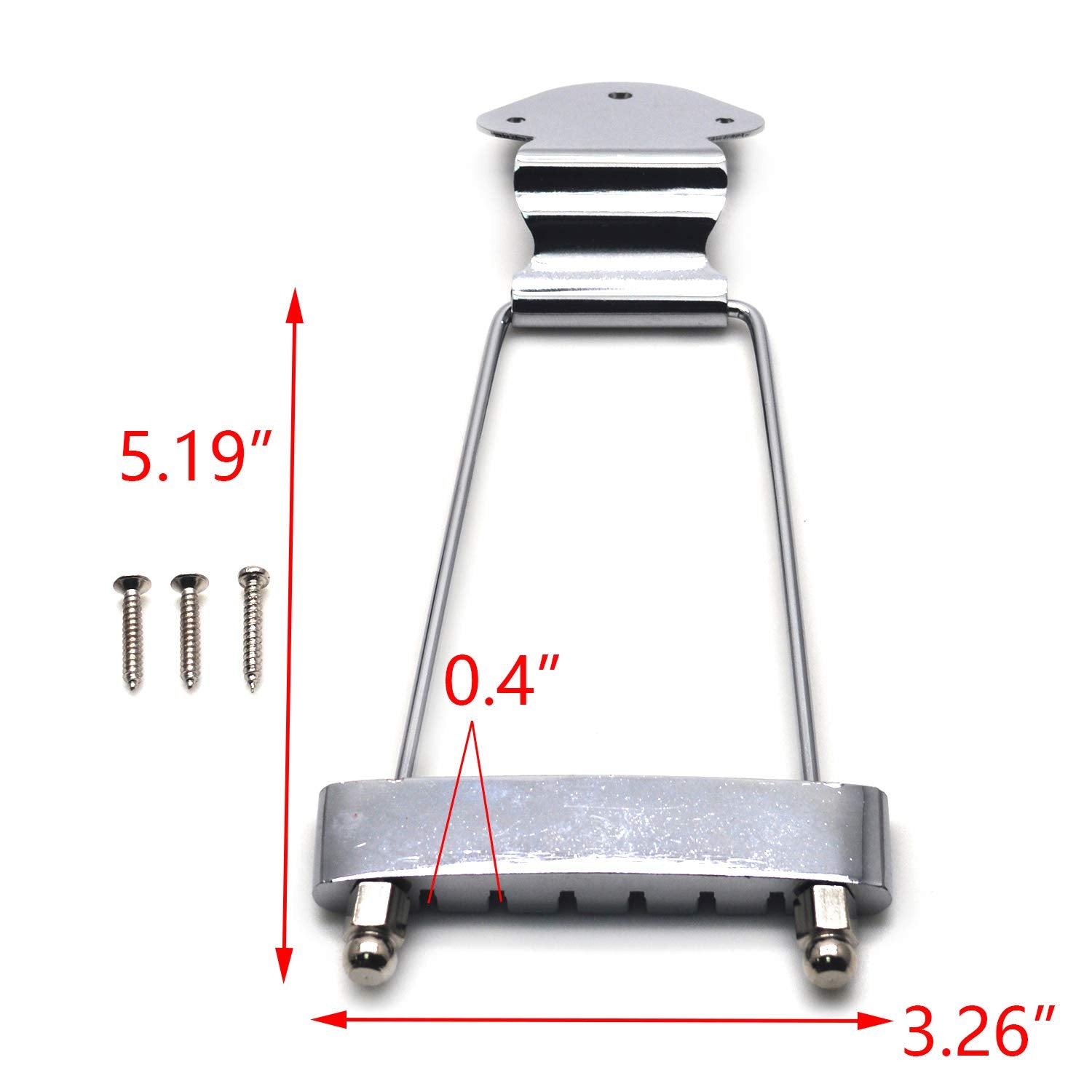 FarBoat 6-String Trapeze Tailpiece Bridge Metal Replacement Accessories for LP Jazz Archtop Guitar with Screws (Silver)
