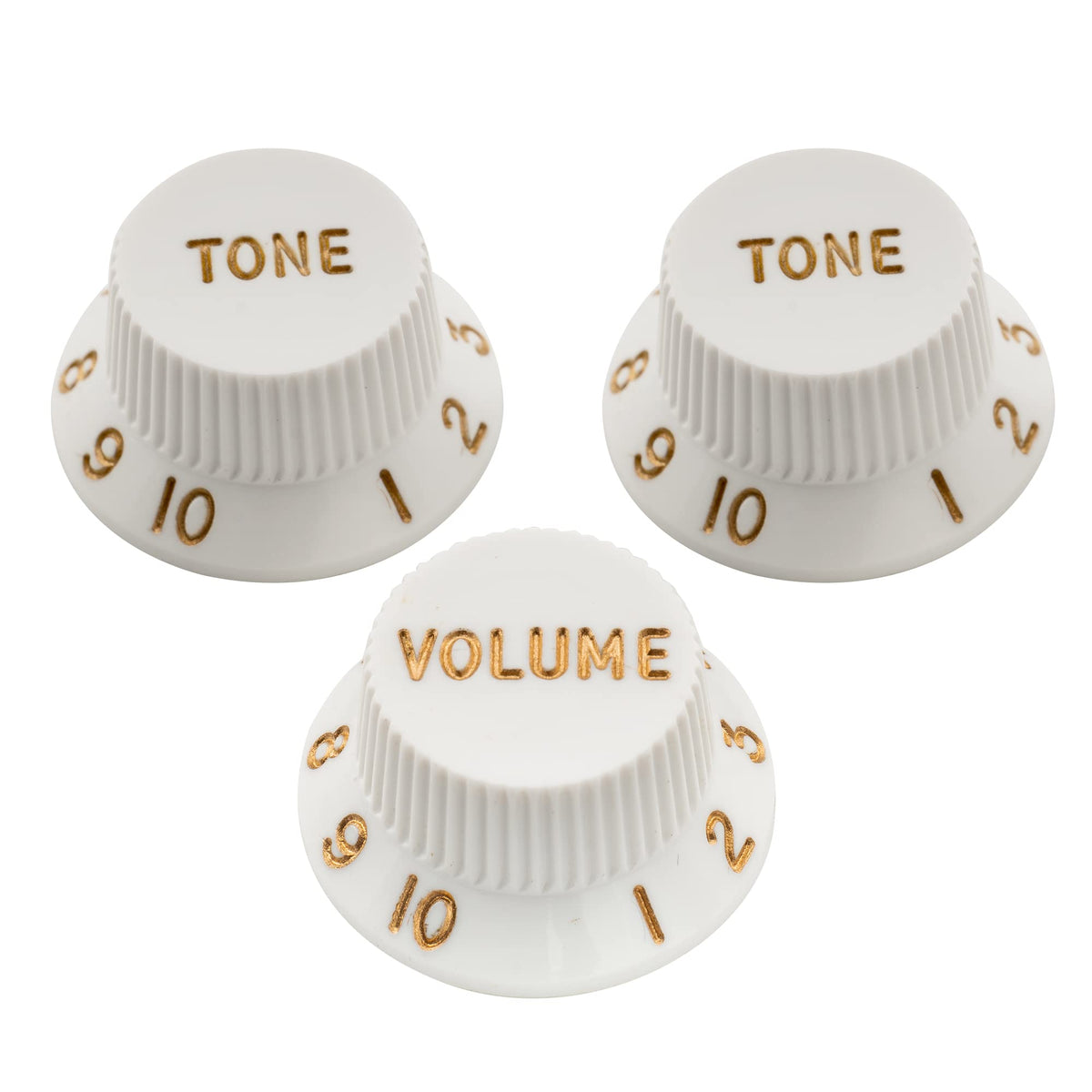 Musiclily Ultra Universal Fitting Size Strat Knobs 2 Tone 1 Volume Set For Fender Stratocaster St Style Electric Guitar, White