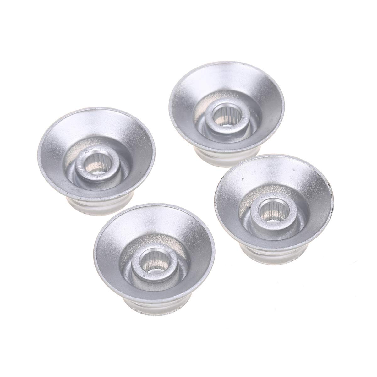 Musiclily Pro Metric Size 18 Splines Guitar Bell Top Hat Knobs for Epiphone Les Paul SG Style, Silver (Set of 4)