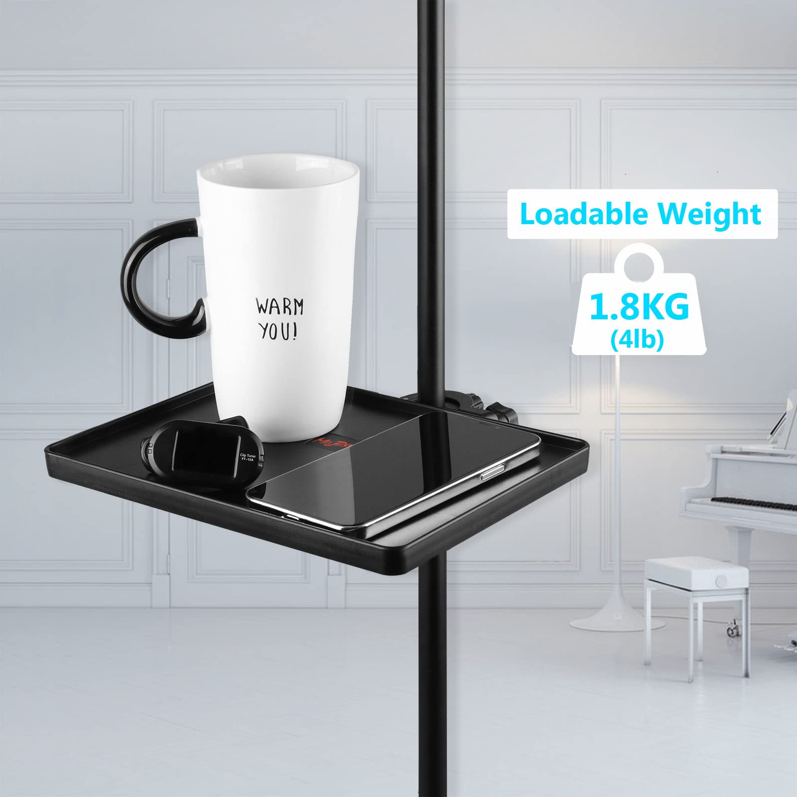 Mr.Power Microphone Stand Plastic Tray, Mic Stand Clamp-On Rack Tray Holder Suitable for Most Mic Stands, for Stage, Live Stream