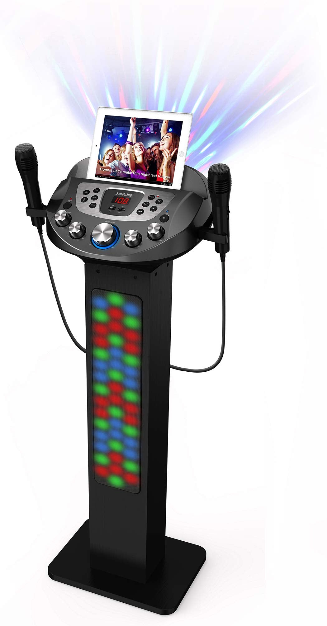 Starion KS829-B Bluetooth Karaoke Machine l Pedestal Design w/Light Show l 4 Built-in Speakers & 2 Tweeters l Two USB for Blueto