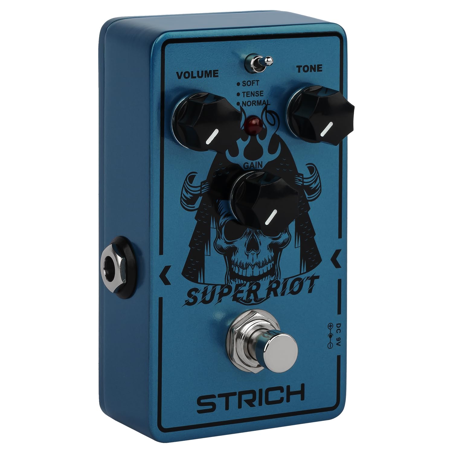 Strich Super Riot High Gain Distortion Pedal For Electric Guitar, Compact And Mini Design, True Bypass, 3 Control Knobs, Volume,