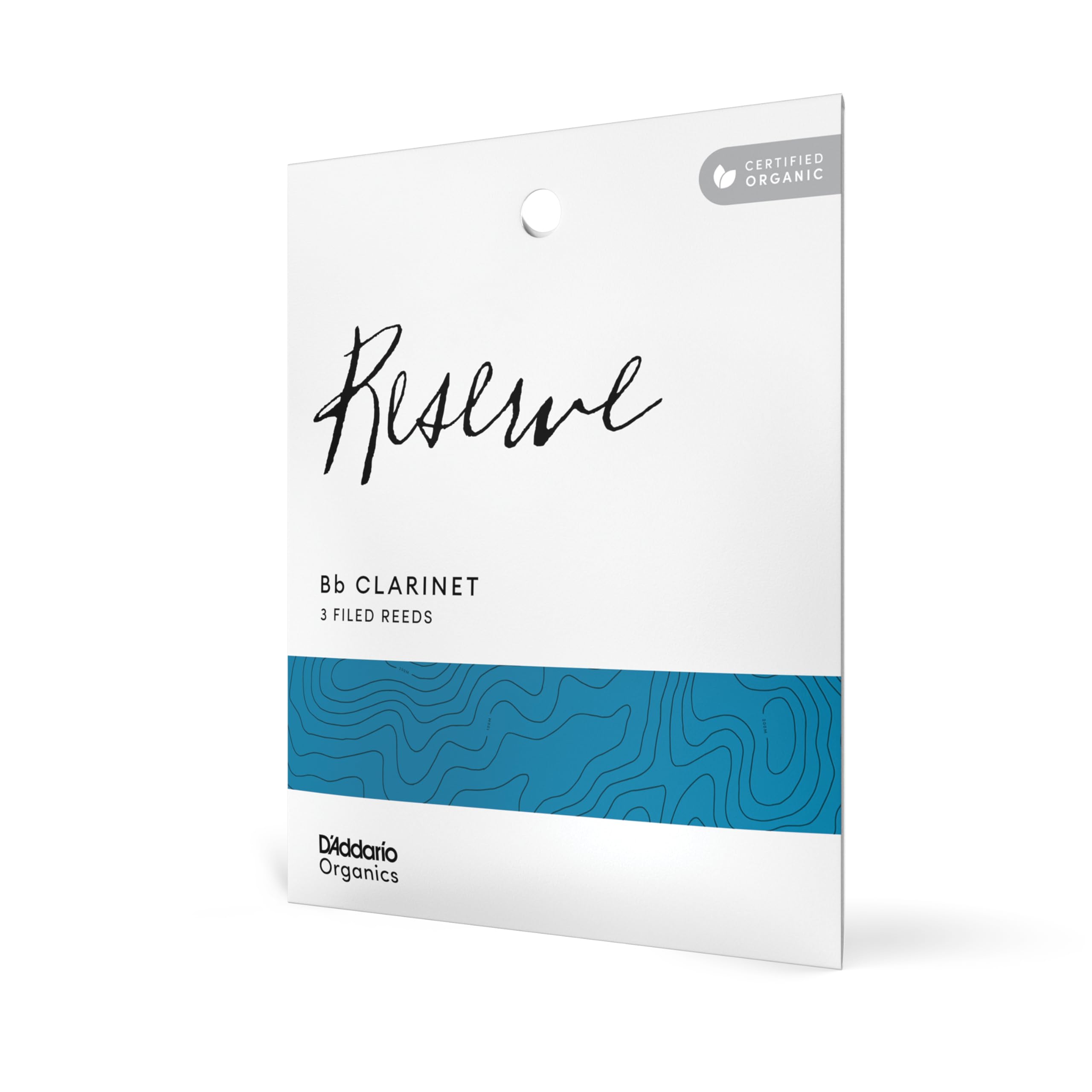 DAddario Organic Reserve Bb Clarinet Reeds - Reeds for Clarinet - Individually Sealed - 3.0 Strength, 3 Pack