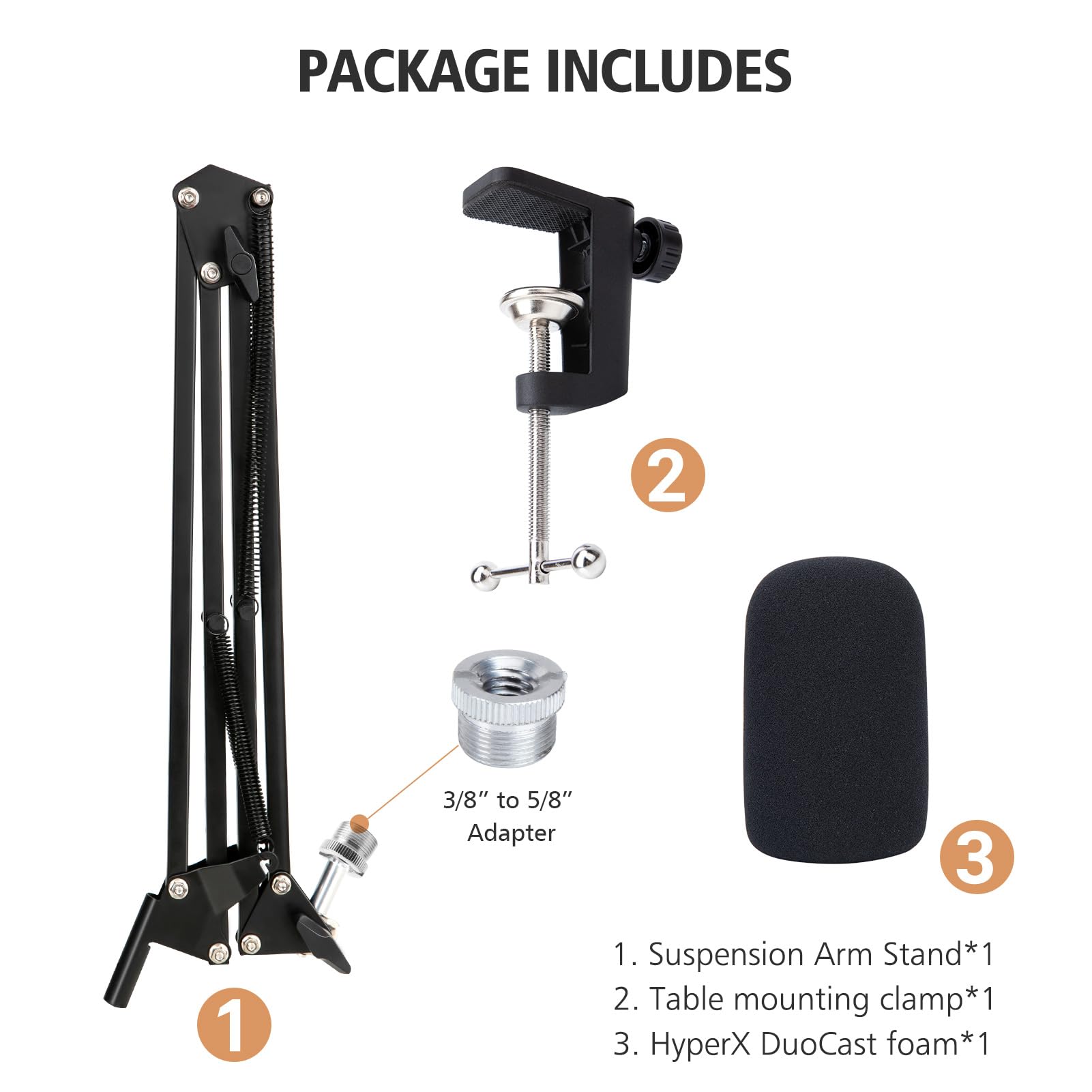 HyperX DuoCast Boom Arm - HyperX Microphone Arm Compatible with HyperX DuoCast, Mic Arm with Microphone Cover, Improve Sound Qua