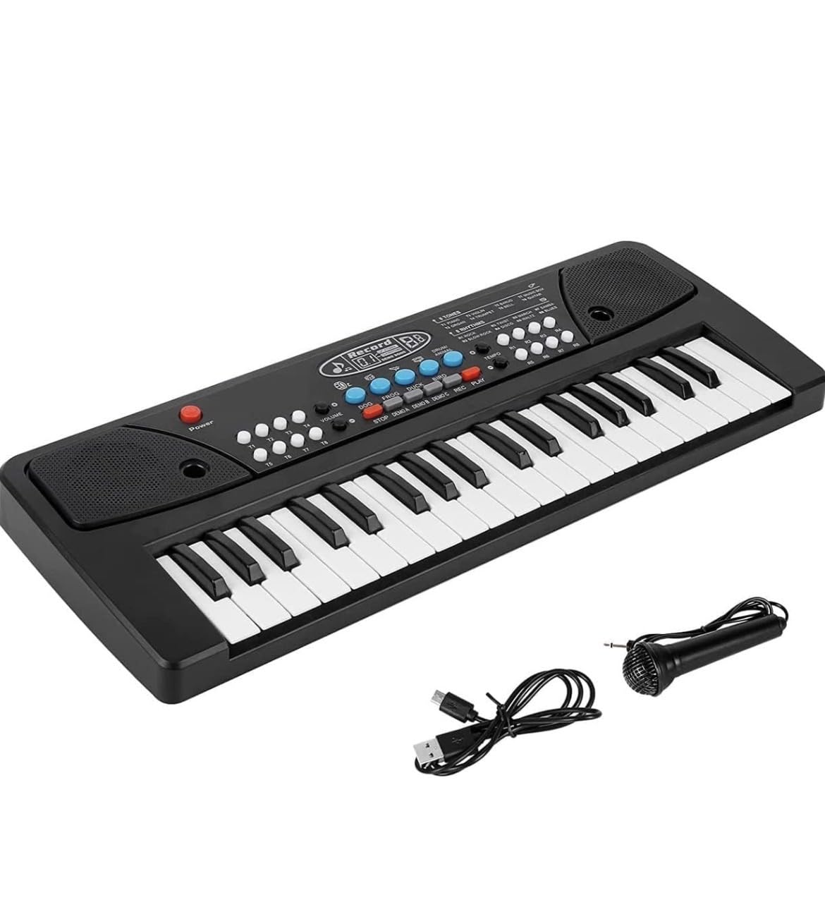 Electronic Keyboard Piano, 37 Keys, Black, With Microphone And Usb Cable, Musical Instrument For Kids