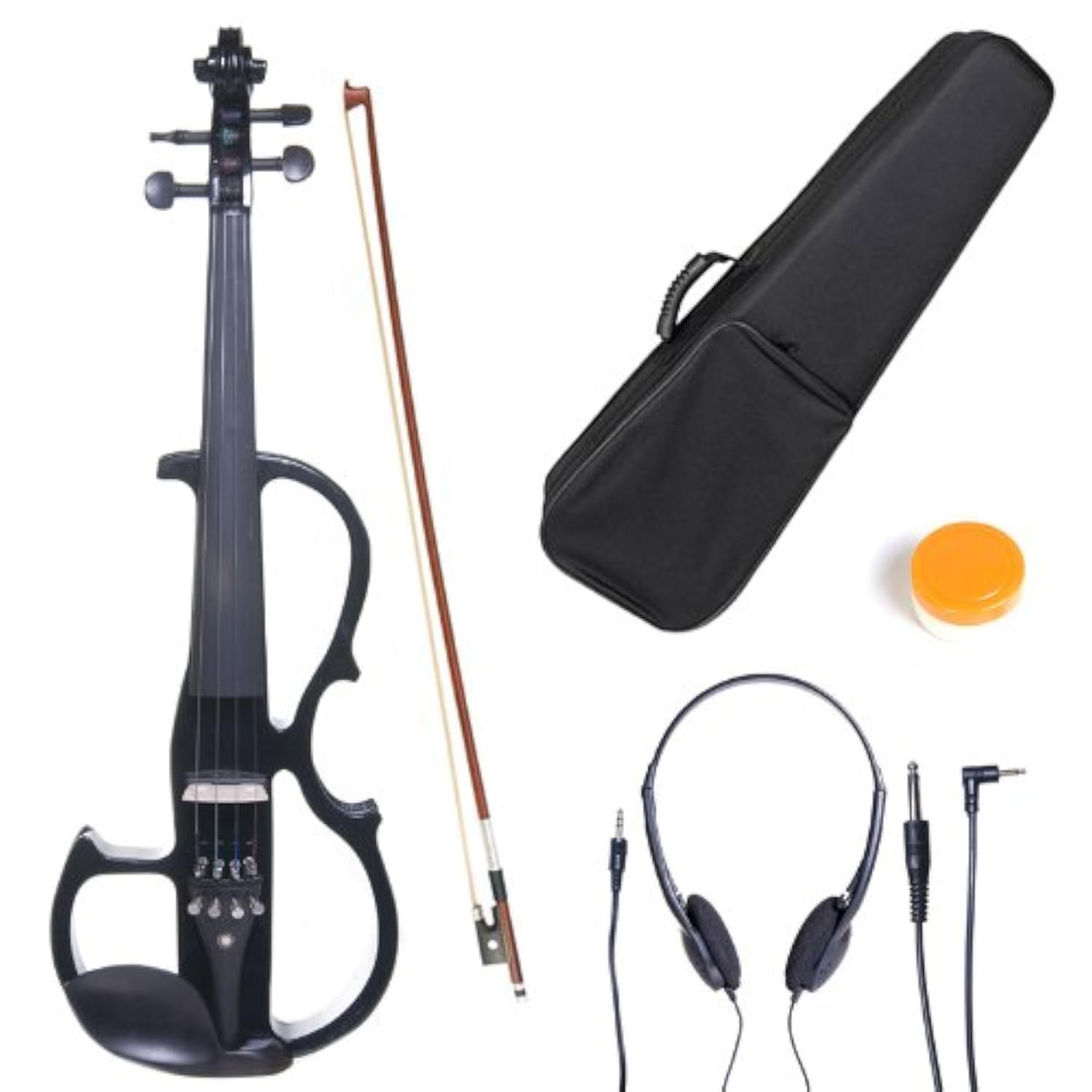Cecilio Solid Wood Electric/Silent Violin with Ebony Fittings - 4/4 Full Size - Metallic Red Mahogany