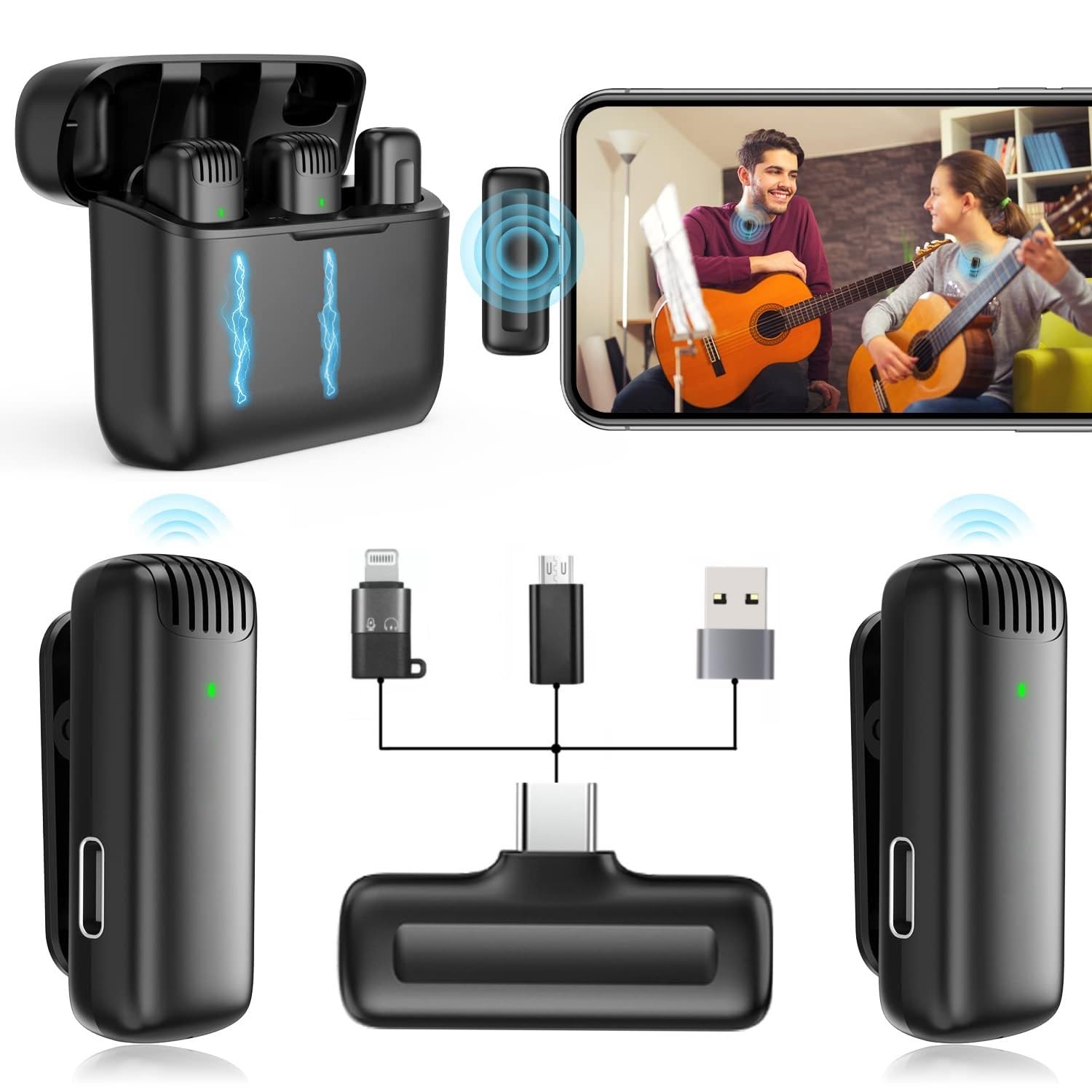 Kanget Dual Set Professional Wireless Lavalier Microphone For Smartphone Android Computer Mini Lapel Recording Wireless Mic With