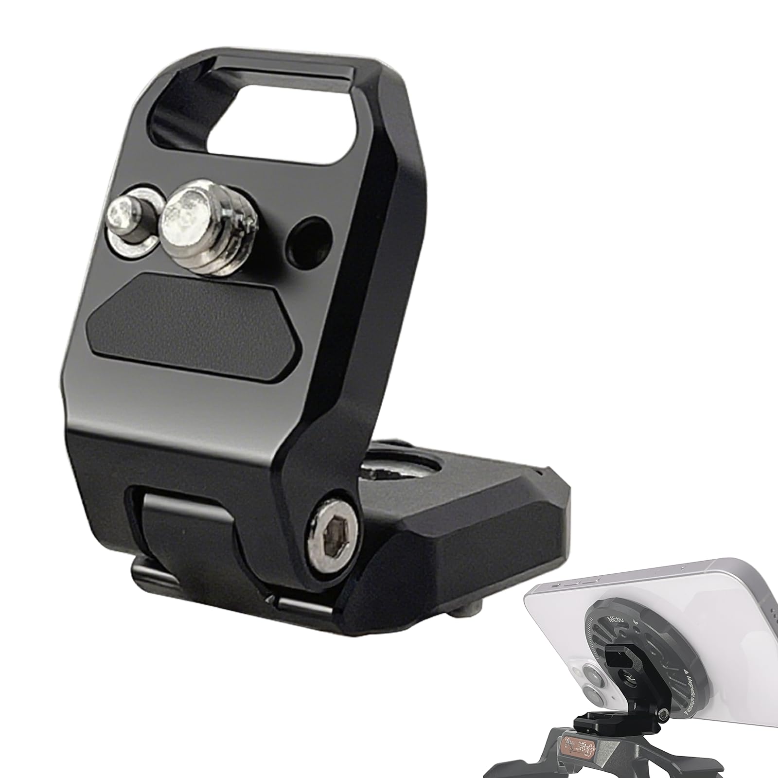 FOMOZER Mini Foldable L-Bracket with Dual 1/4 Arri Locating Screws - Compatible with Monitor Mounts, Magnetic Phone Extension Ba