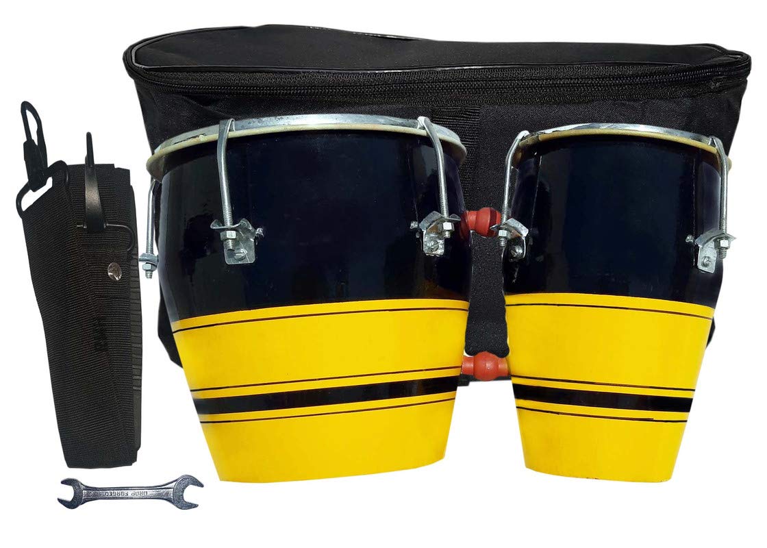 Gt Manufacturers Professional Two Piece Hand Made Wooden Bango Drum Set Tool Kit Bag (Yellow-Black)