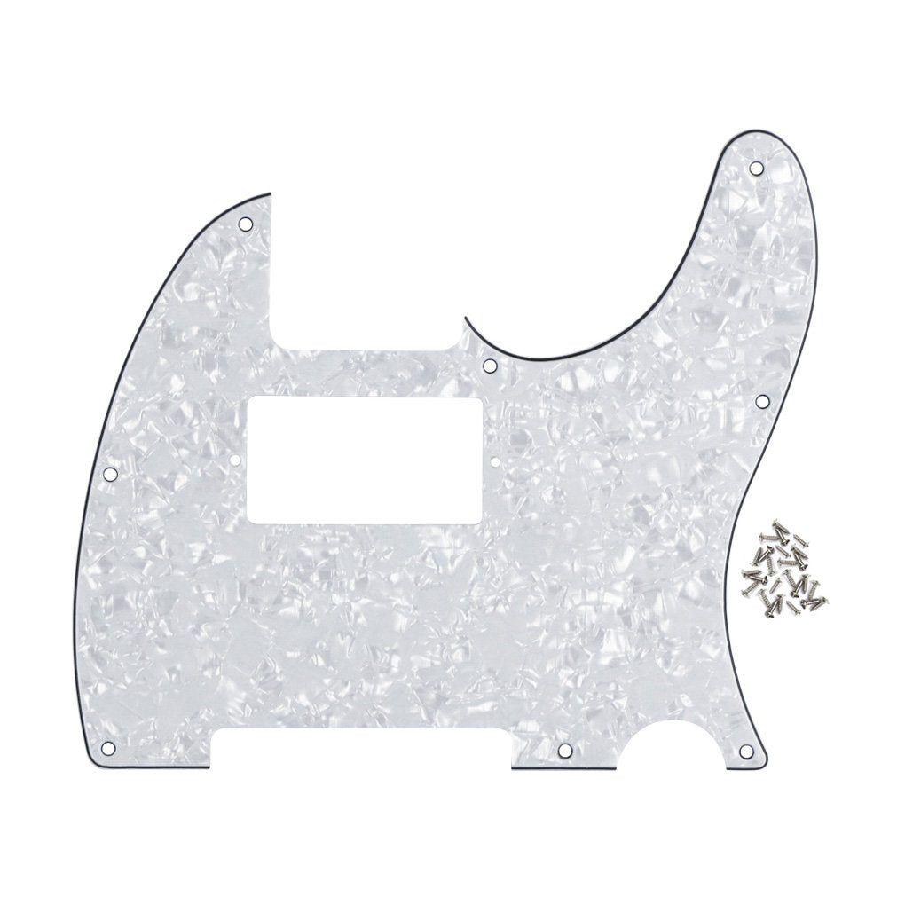 Fleor 8 Hole Tl Pickguard Guitar Humbucker Pick Guard Hh With Screws Fit Usa/Mexican Standard Tl Style Guitar Part, 4Ply White P