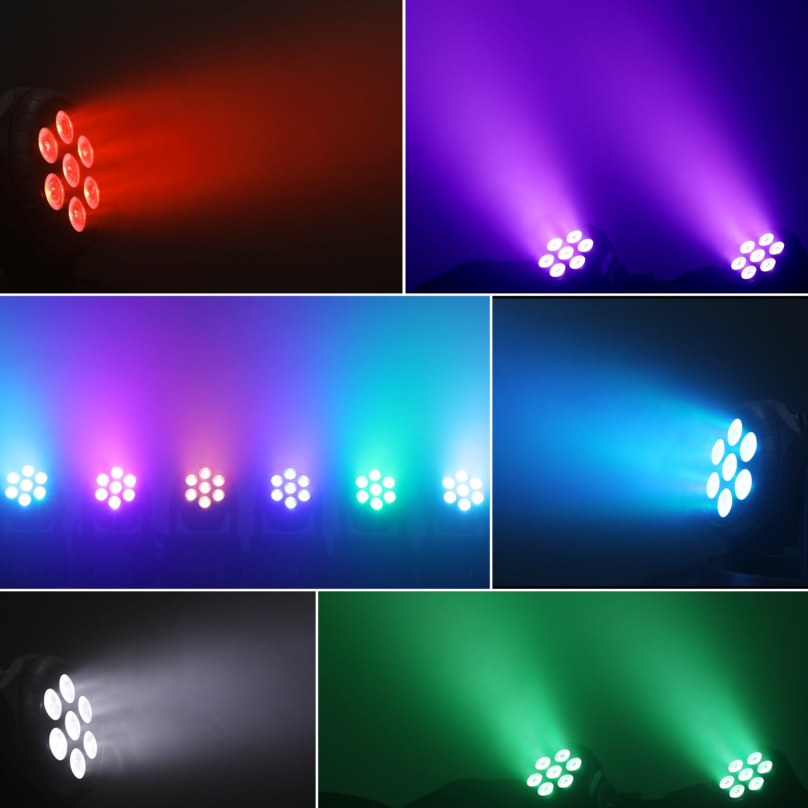 Seven Stars DJ Lights Moving Head 60W Light Stage Lighting RGBW DJ Light 9/16 Channel DMX-512 Spotlight for Bars, Disco, Church,
