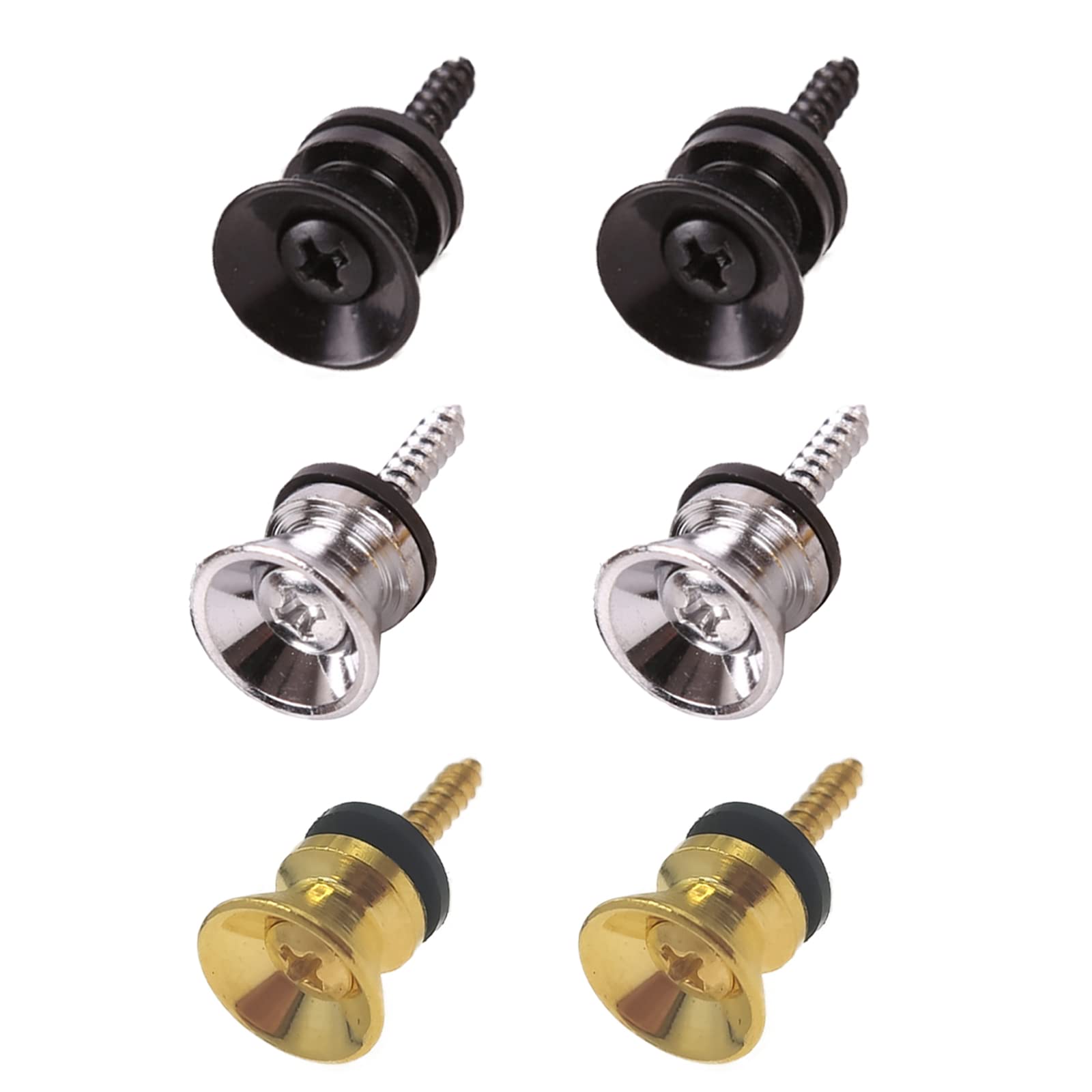 Cheerock 6Pcs Guitar Strap Locks Set, Metal Guitar Strap Buttons Lock, 3 Color Guitar Straps Lock For Acoustic, Ukulele, Martin,