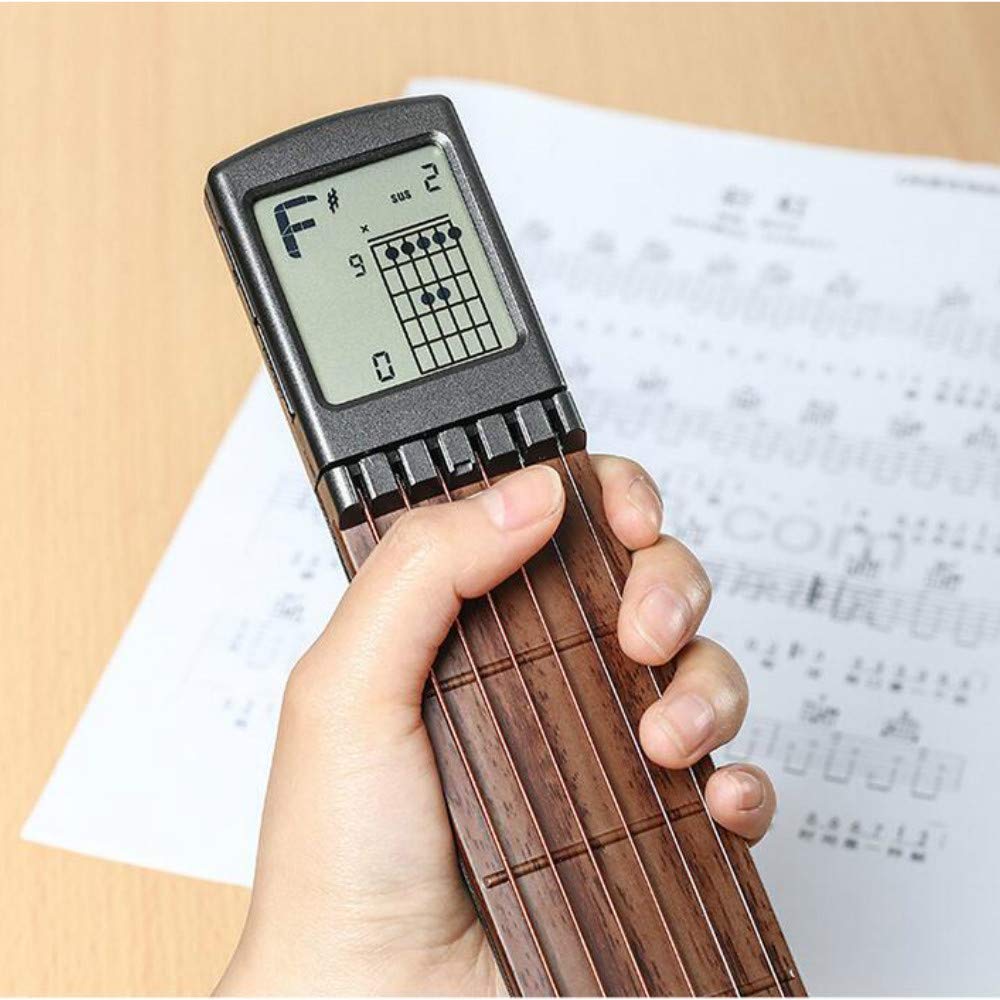 Moreup Digital Guitar Trainer With Screen, Portable Guitar Chord Trainer Fretboard Practice Tool For Beginner With Chords Chart