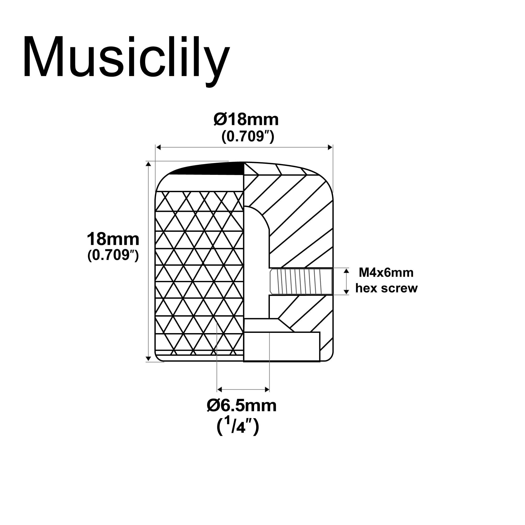 Musiclily Pro 1/4 Inch Steel Abalone Top Dome Knobs with Set Screw Universal Fitting Control Knobs for Electric Guitar or Bass,