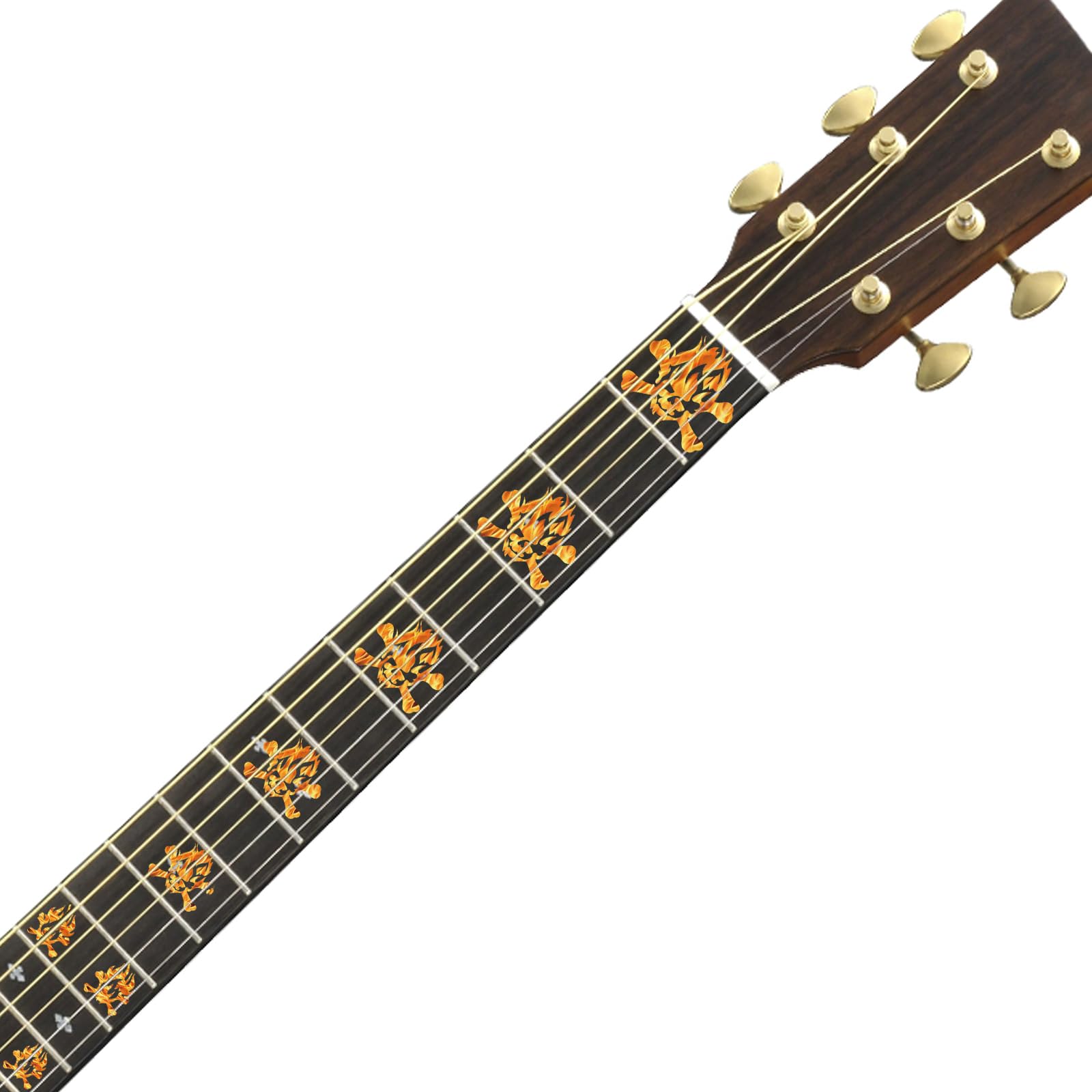 PLIGREAT 2 Pack Flame Skulls Guitar Fret Markers - Fretboard Stickers, Headstock Decal, DIY Guitar Decor Gifts for Guitarist & B