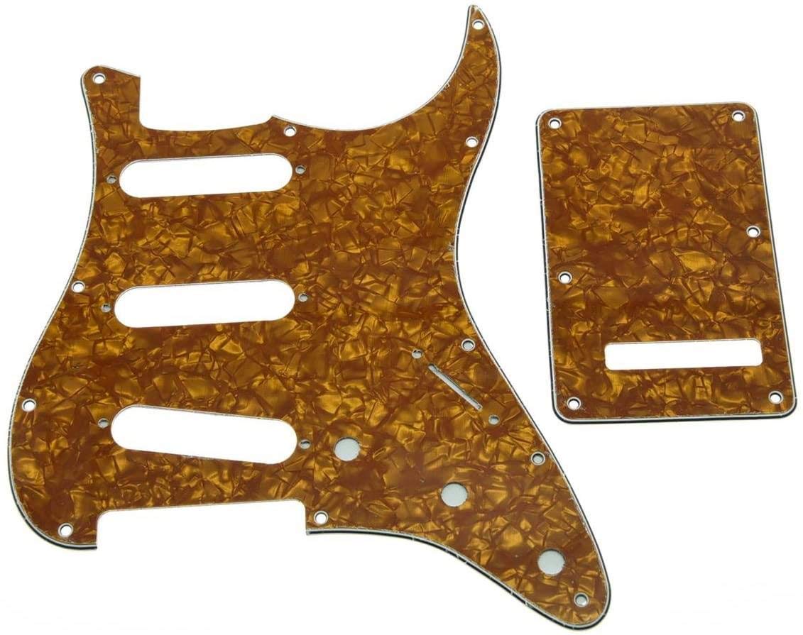 Dopro 11 Hole Strat SSS Pickguard ST Back Plate Trem Cover for USA/Mexican FD Strat Gold Pearl