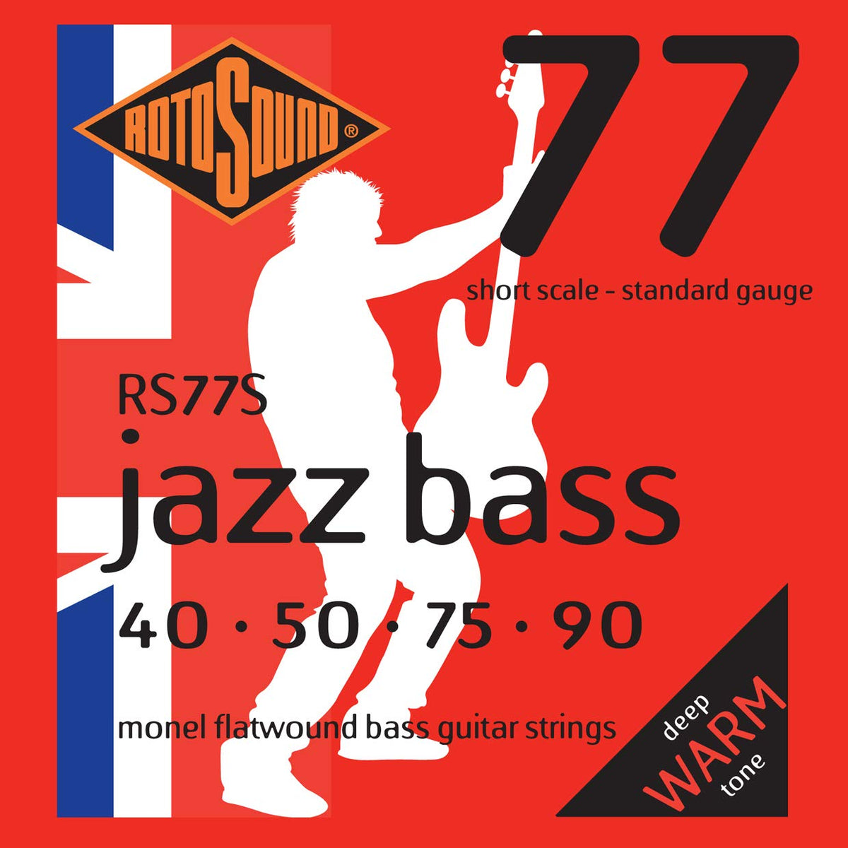 Rotosound Rs77S Monel Flatwound Short-Scale Bass Guitar Strings (40 50 75 90)