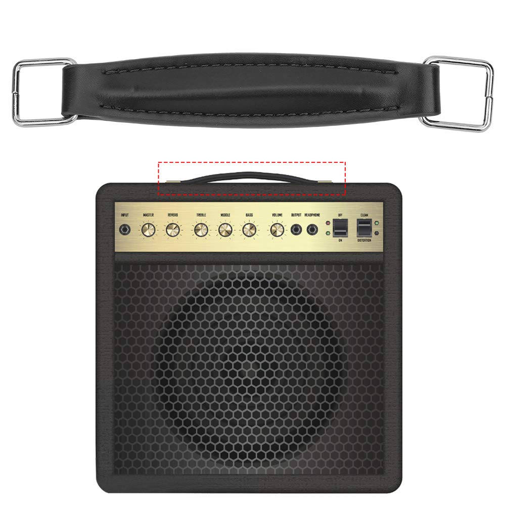 Vintage Guitar Amplifier Handle PU Leather Speaker Handle for Guitar Speaker(Black)