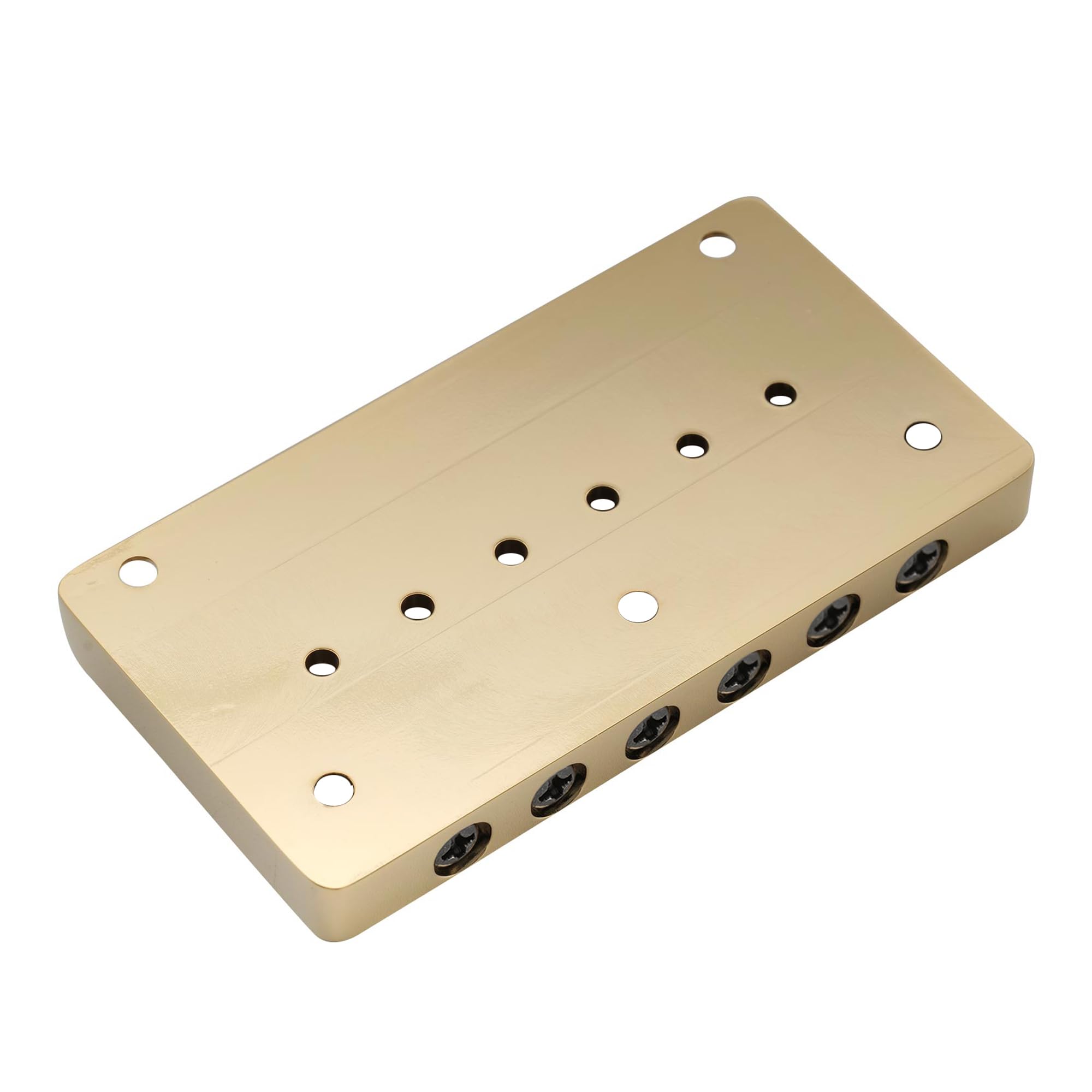 Musiclily Ultra Brass 52.5mm Fixed Hardtail Bridge for 6 String Strat Tele Style Electric Guitar, Gold