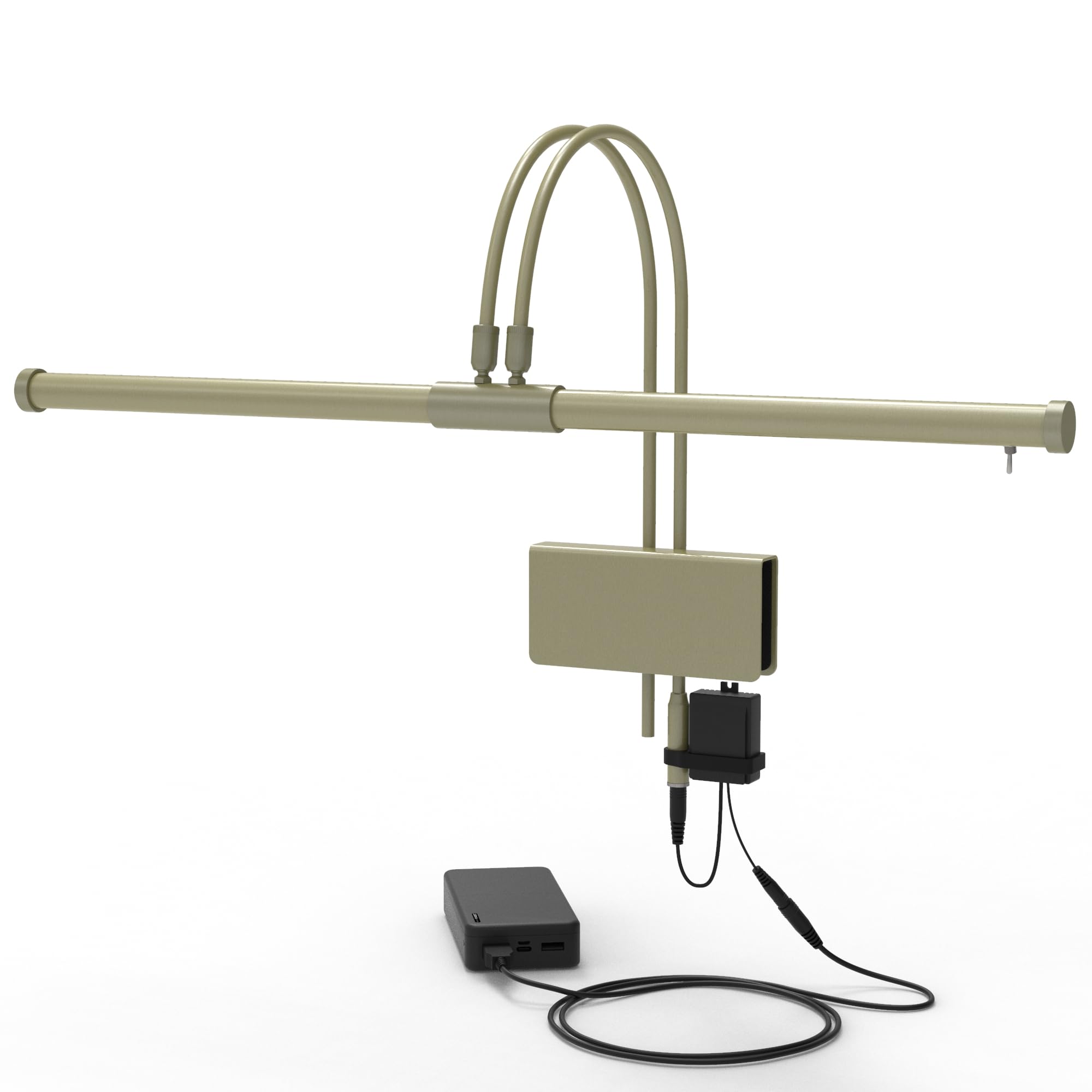 Cocoweb 22  Battery Powered Grand Piano Lamp in Antique Brass - LED, Adjustable, Quality Lighting