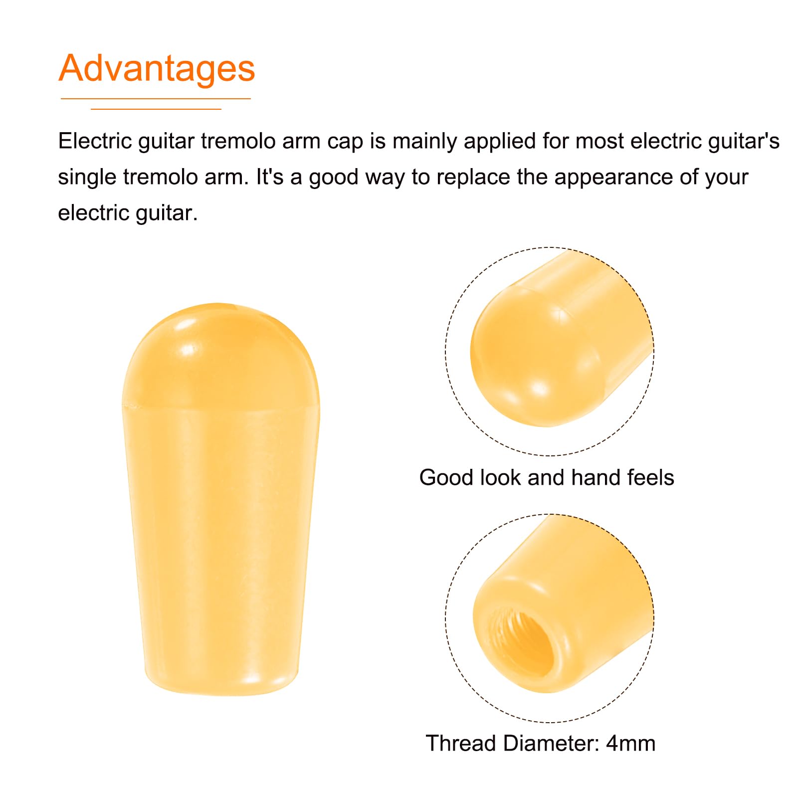 MECCANIXITY 2Pcs Guitar 3 Way Pickup Switch Tip M4 Plastic Toggle Switch Knobs for LP Electric Guitar, Yellow