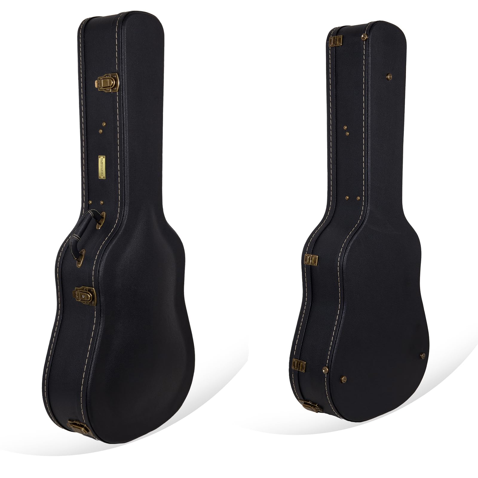 Crossrock Wooden Guitar Case -Fits OM/000-14 Fret Acoustic Guitars -Vintage Hardware, Sponge Lining, Metal Feet, Storage Space-B