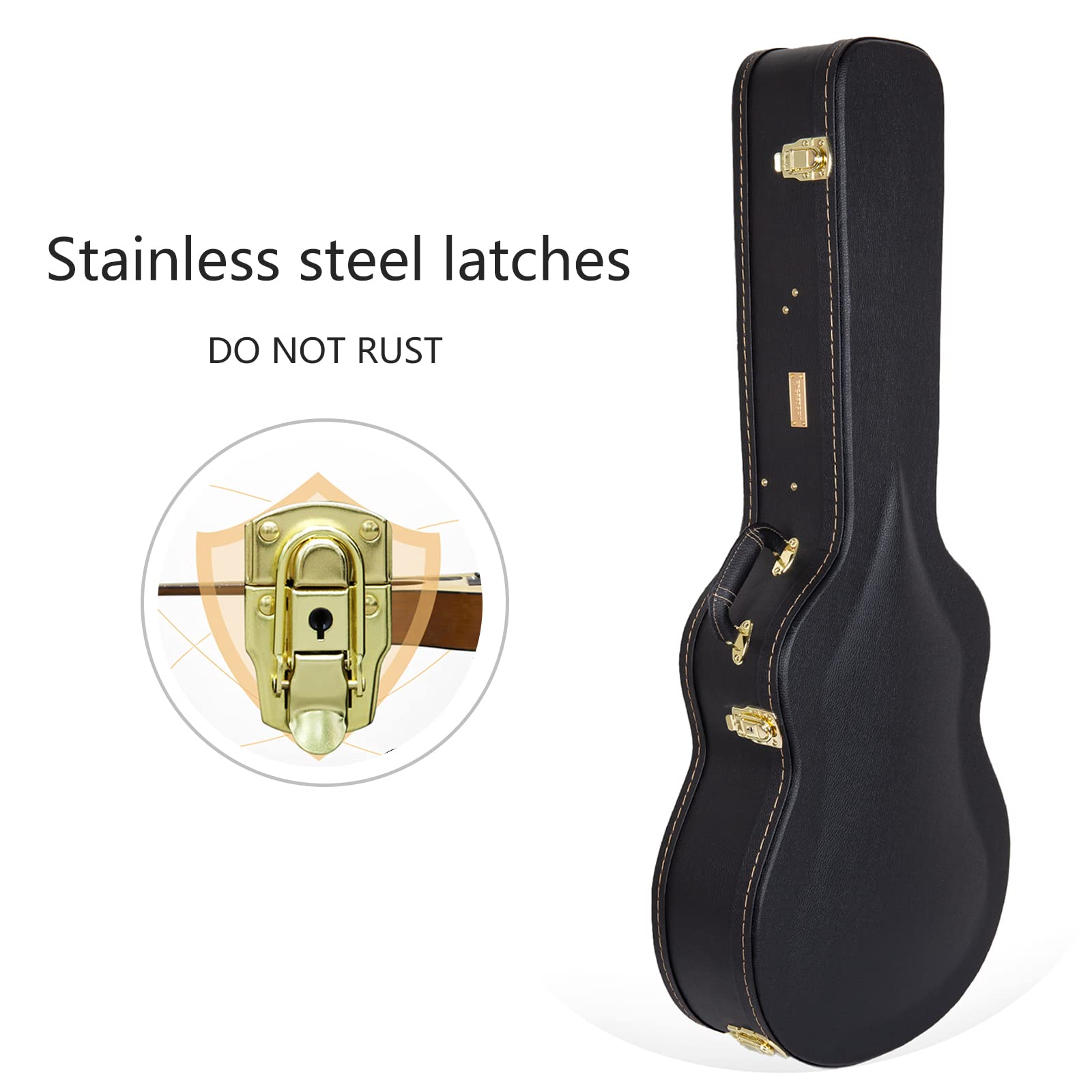 Crossrock Hard-Shell Wooden Case fits 12-Fret 00 Style Acoustic Guitar-Black (CRW620-0012BK)