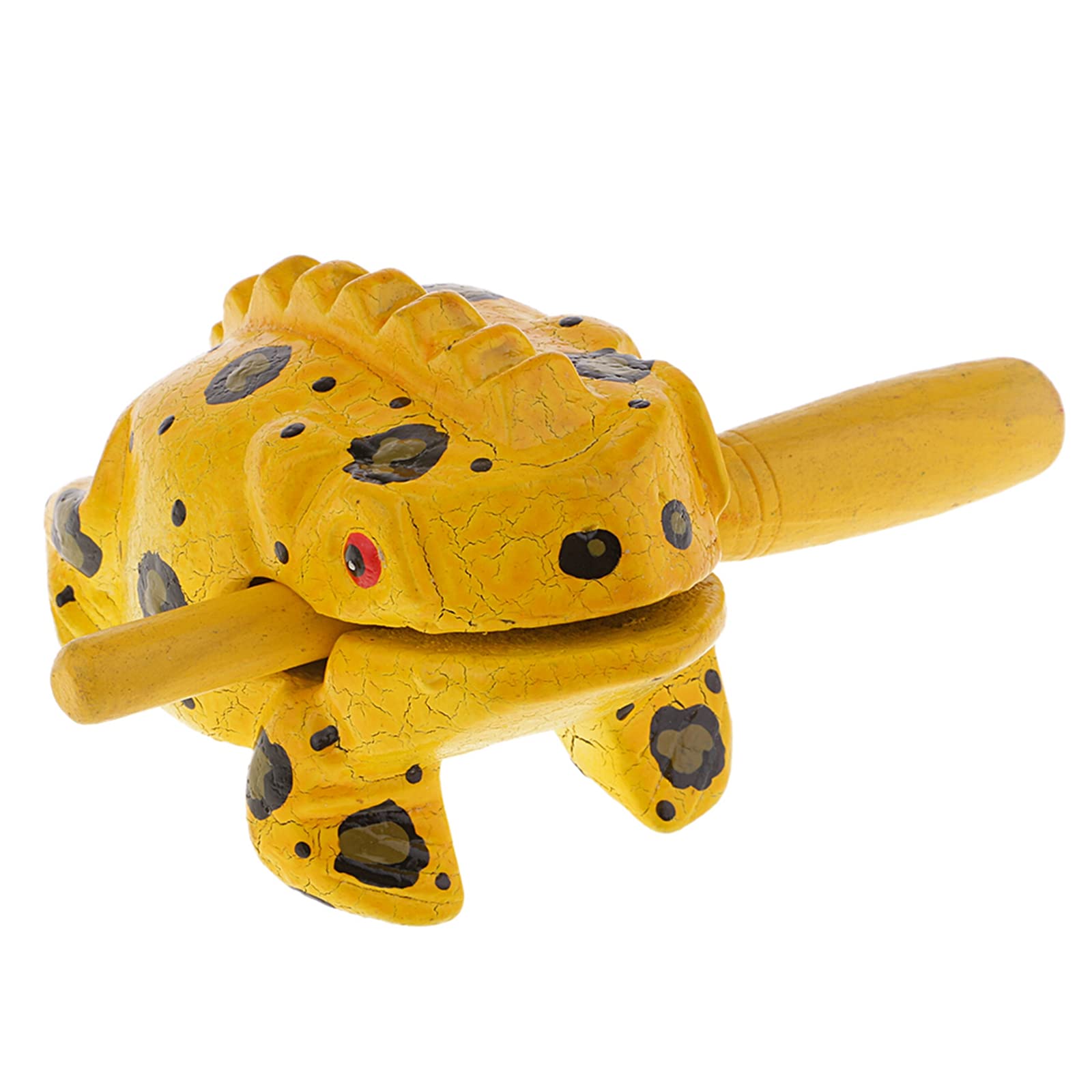3.5 Wooden Frog Guiro Rasp Instrument - Percussion Musical Tone Block Craft (Painted Yellow)