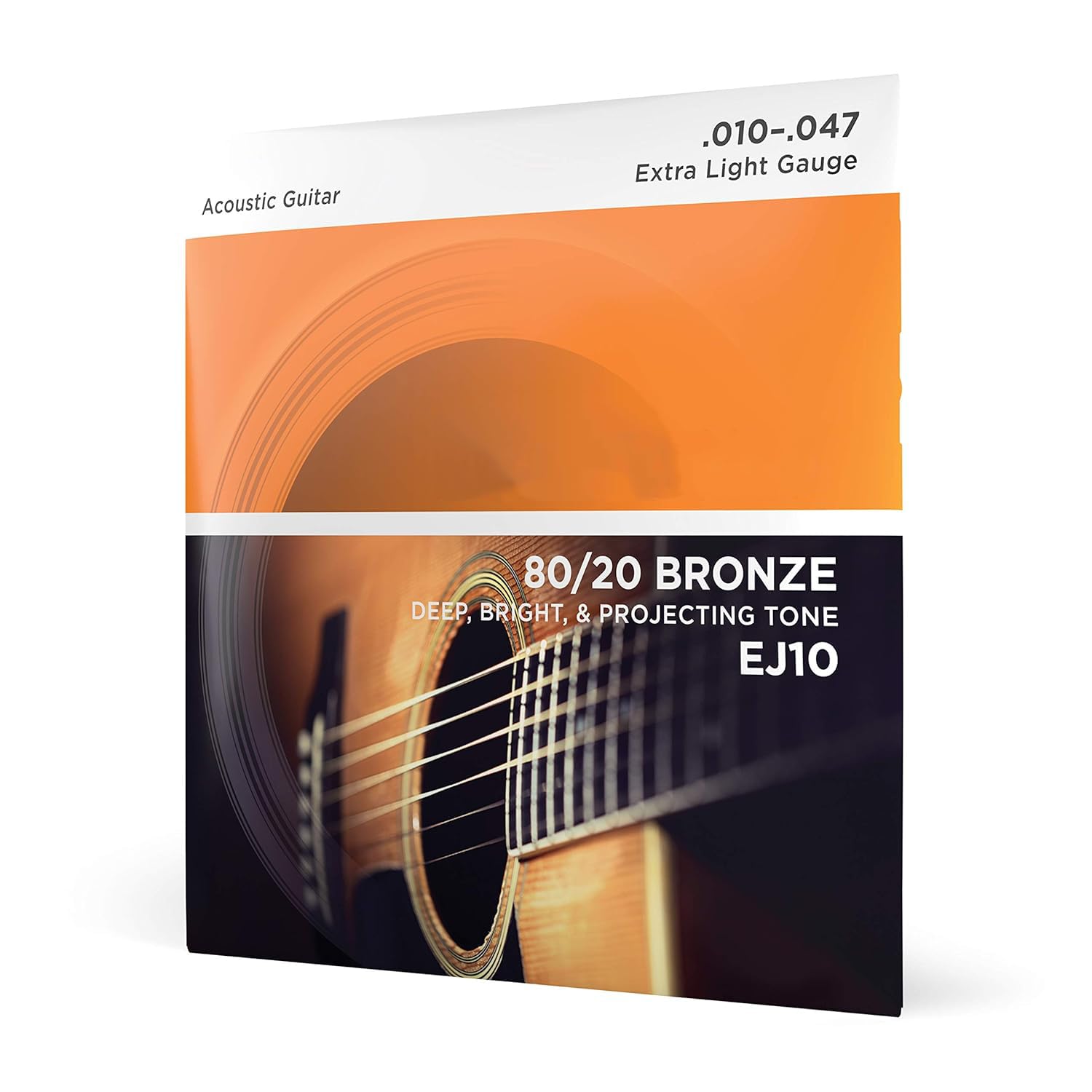 EJ10 80/20 Bronze Acoustic Guitar Strings - Extra Light Gauge (10-47) - Professional Tone with Rich Bass and Crisp Highs, Ideal 