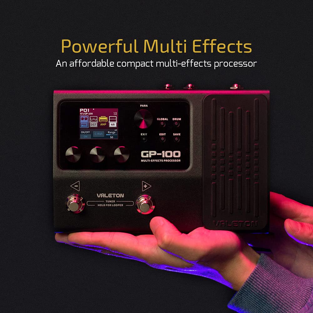 Valeton Multi-Effects with Expression Pedal Guitar Bass Amp Modeling IR Cabinets Simulation Multi Language Stereo OTG USB Audio