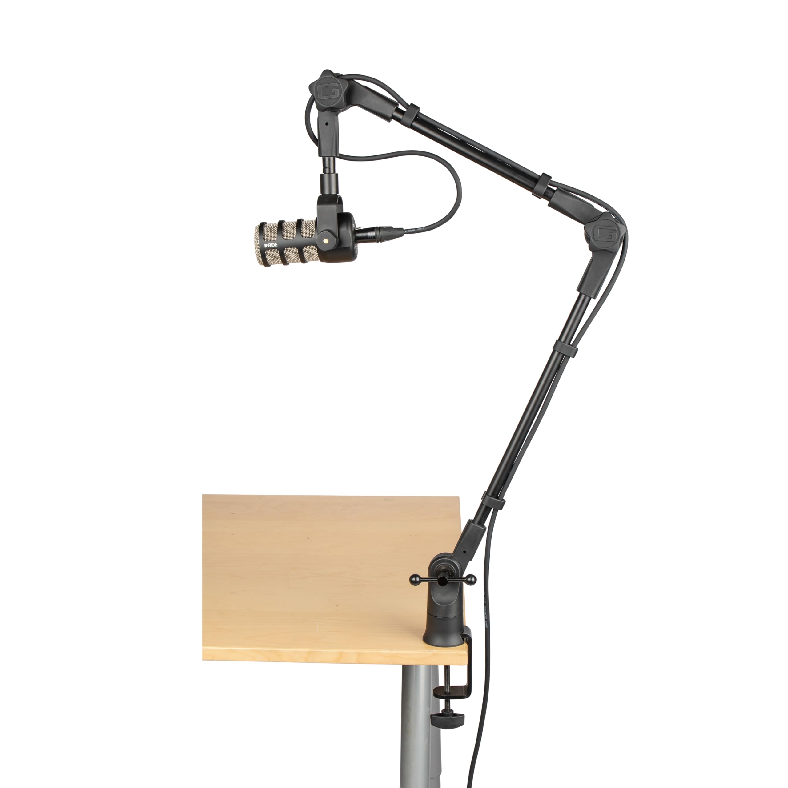 Gator Frameworks Slim Profile Desktop Mic Stand Boom Arm for Broadcasts, Podcasts, Content Creation, Live Streaming, & Similar A