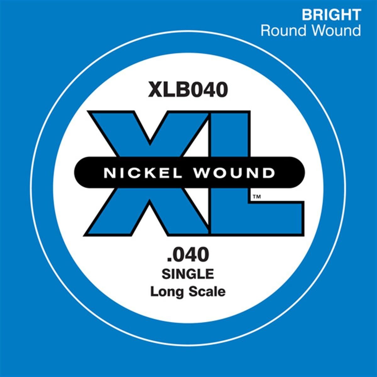 D'Addario Xlb040 Nickel Wound Bass Guitar Single String, Long Scale.040