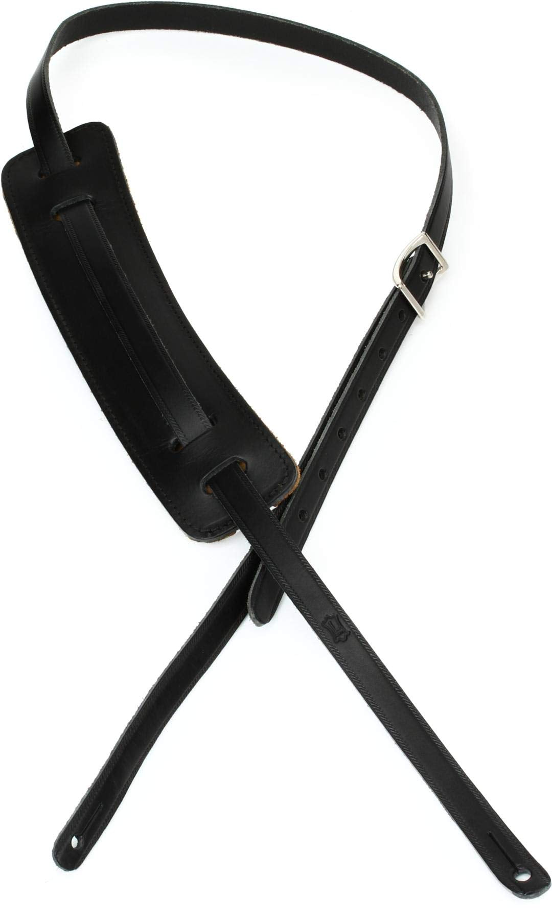 Levy'S Leathers M25-Blk 50S-Style Veg-Tan Leather Guitar Strap, Black