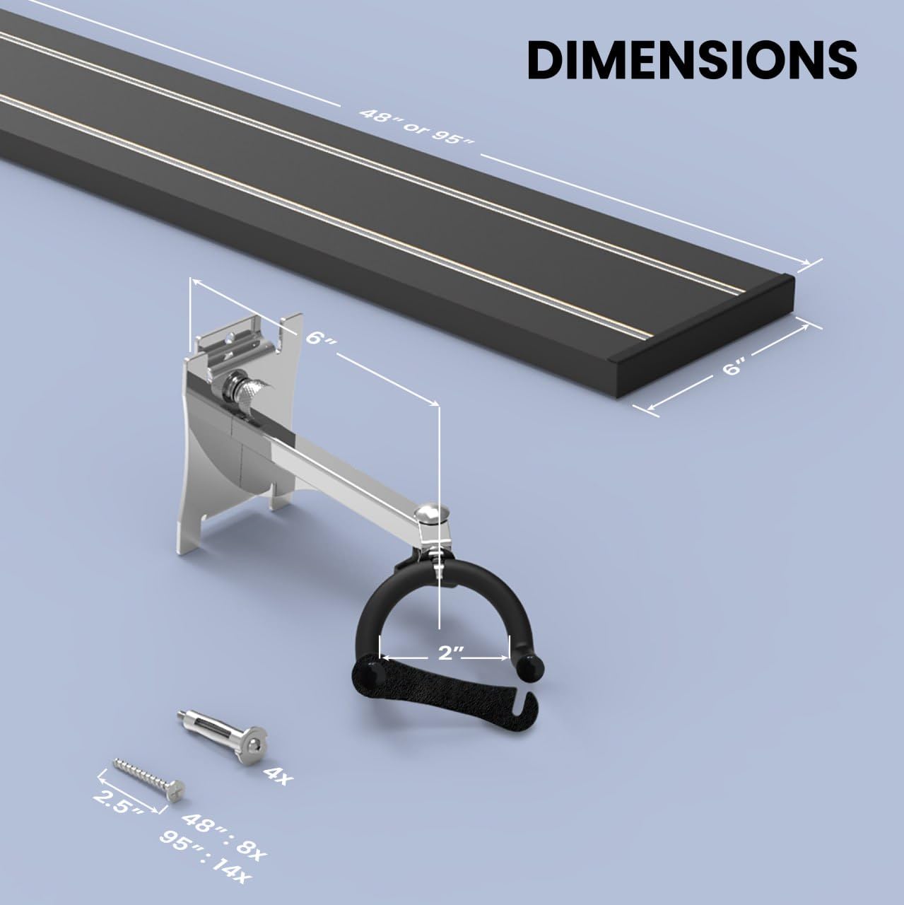 DLDirect Multiple Guitar & Ukulele Wall Mount with 4 Guitar Holder Locking System, 48-Inch Black Wall Hanger