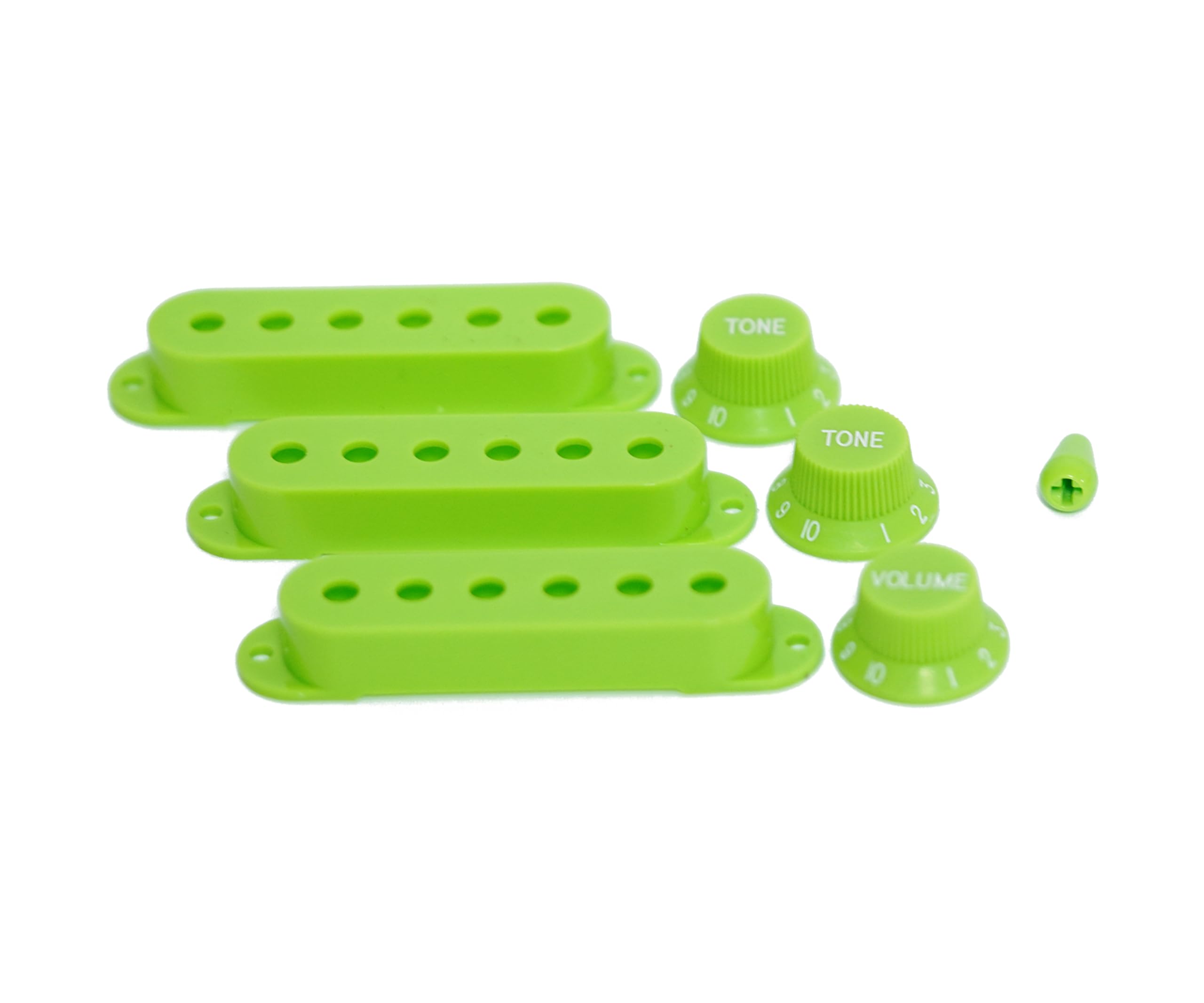 Guyker 3Pcs Plastic Guitars Single Coil Pickup Covers (52Mm Pole Spacing) & 1 Volume 2 Tone 1V2T Switch Knobs & Switch Tip Cap P