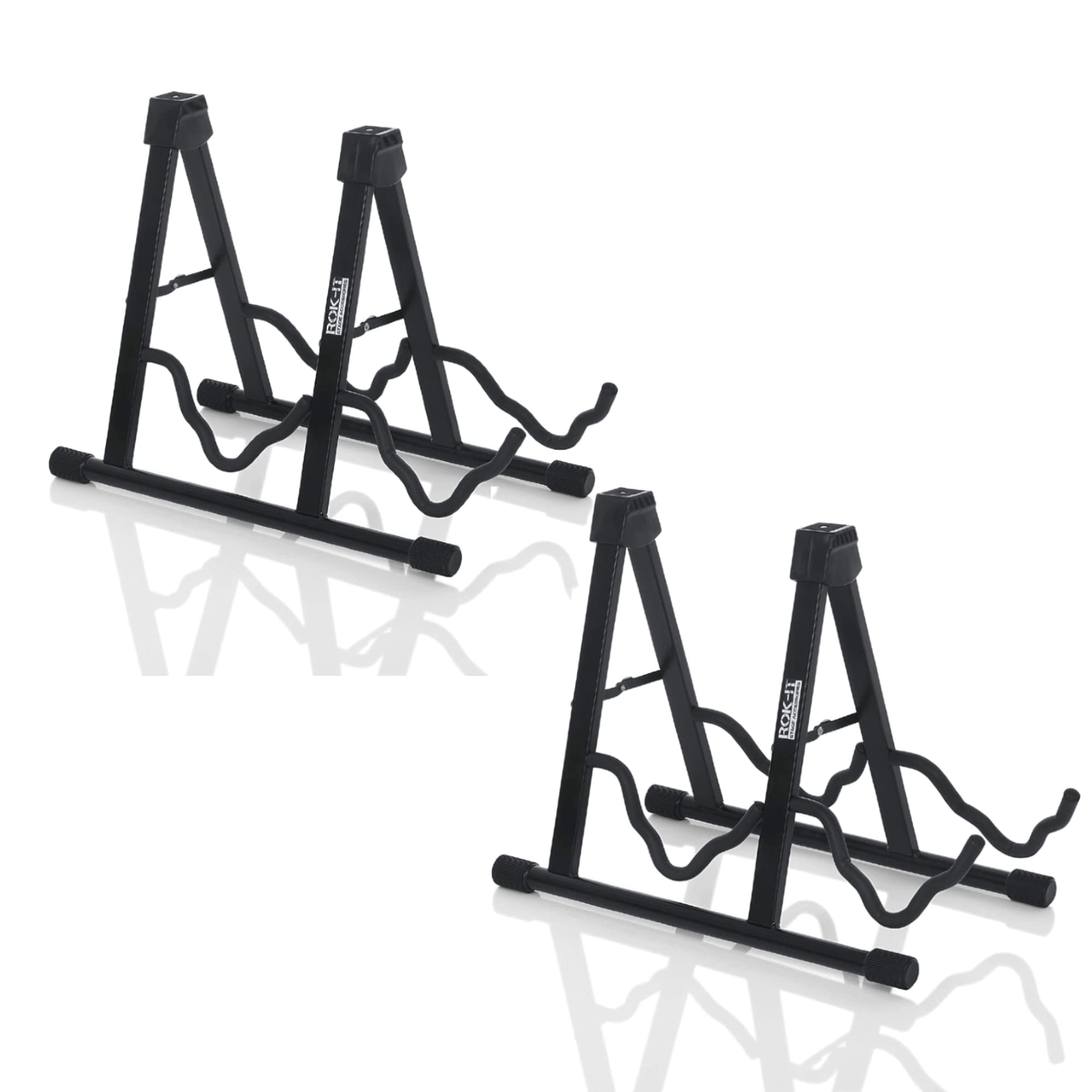 Rok-It A-Frame Double Guitar Stand Two Pack, Holds Most Standard Electric and Acoustic Guitars (2PK-RI-GTRAU2X)