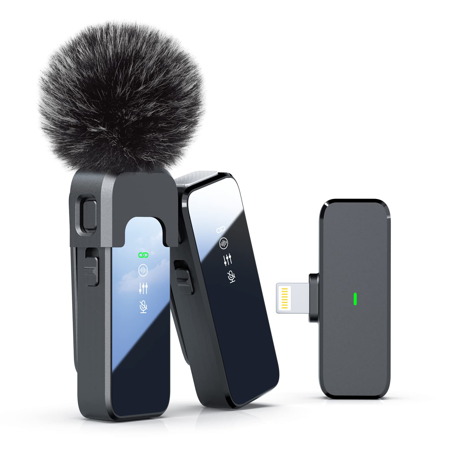 Rythflo Wireless Microphone Noise Cancellation Lapel Mic Compatible with Type-C Android & iPhone Dual Channel Lavalier Collar Mi